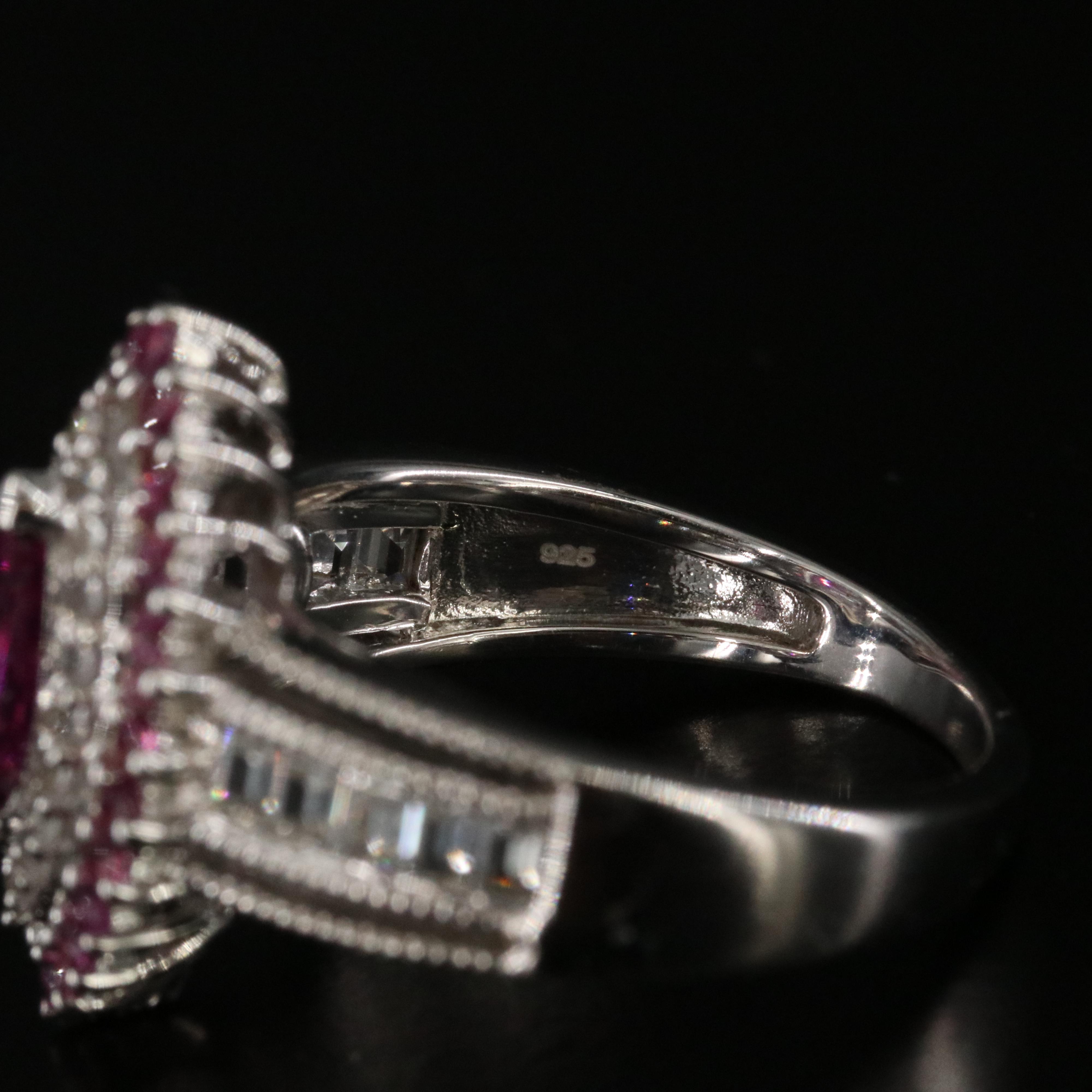 Sterling Garnet and White Sapphire Ring