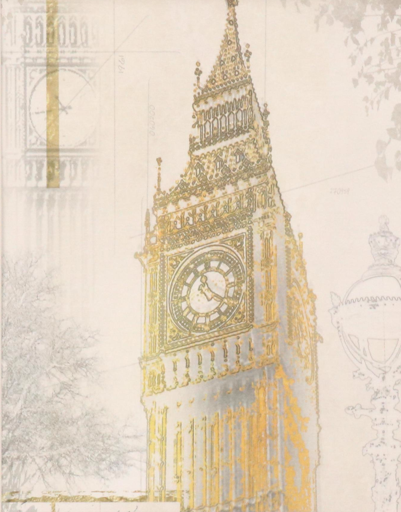Offset Lithographs of Big Ben and the Eiffel Tower