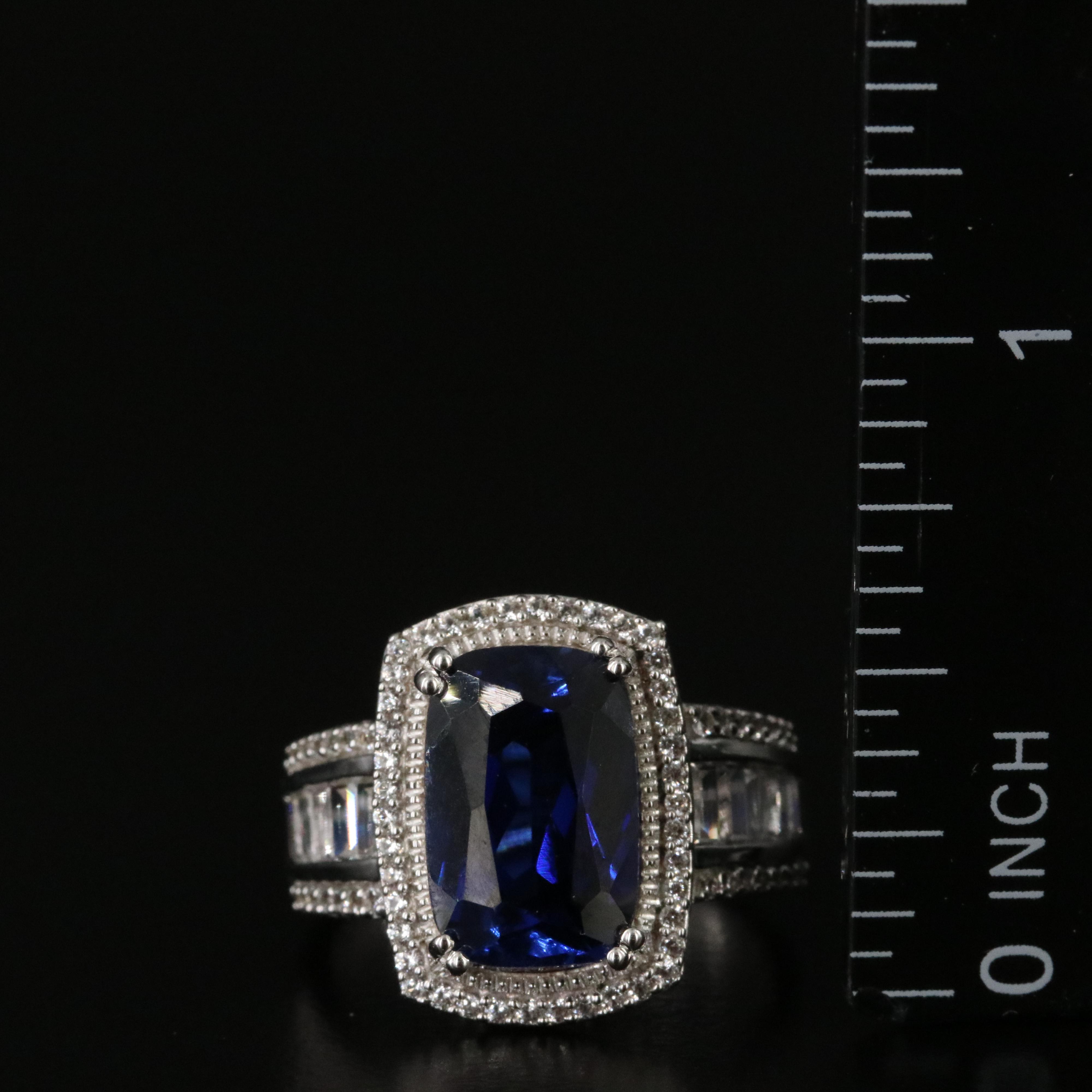 Sterling Sapphire and White Sapphire Ring