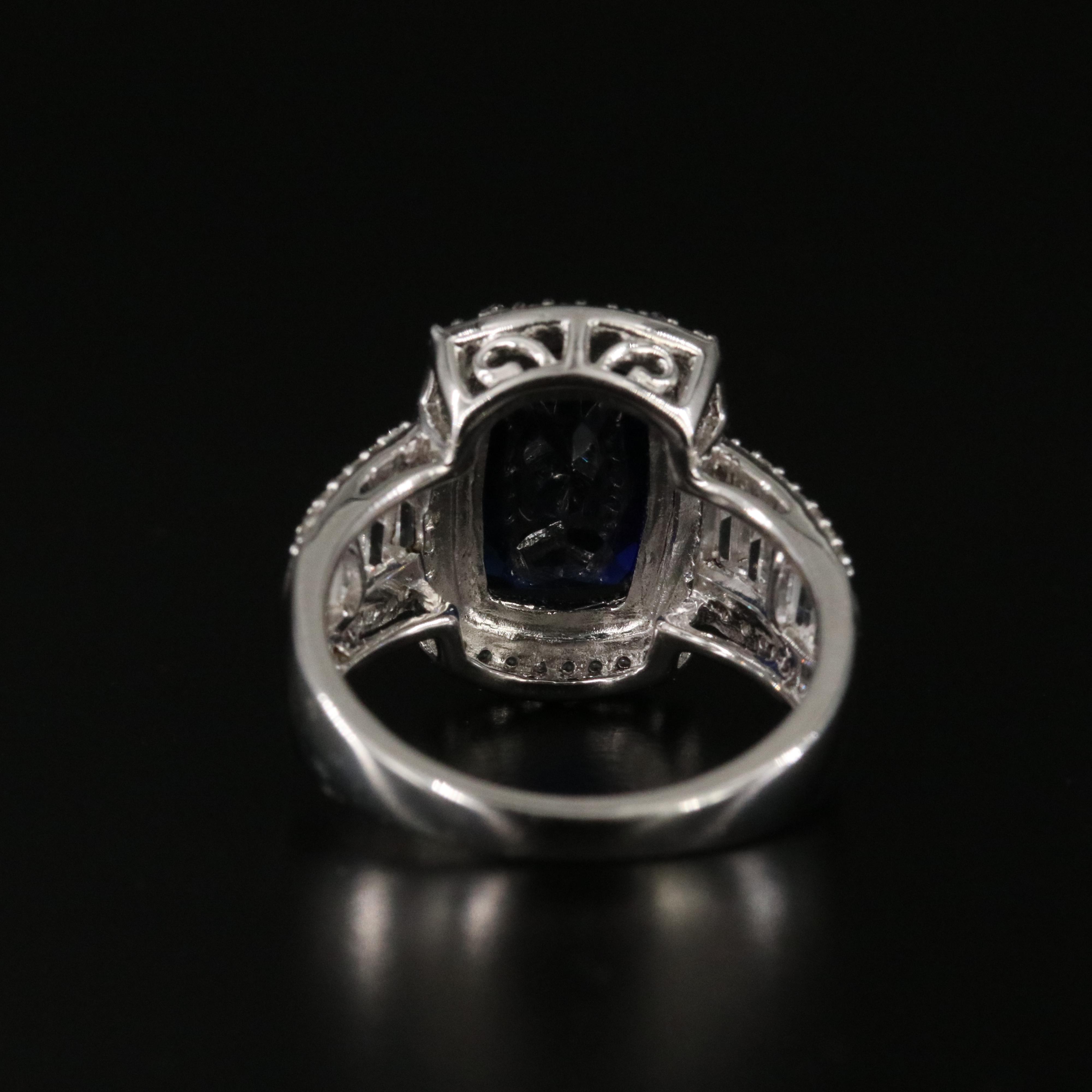 Sterling Sapphire and White Sapphire Ring