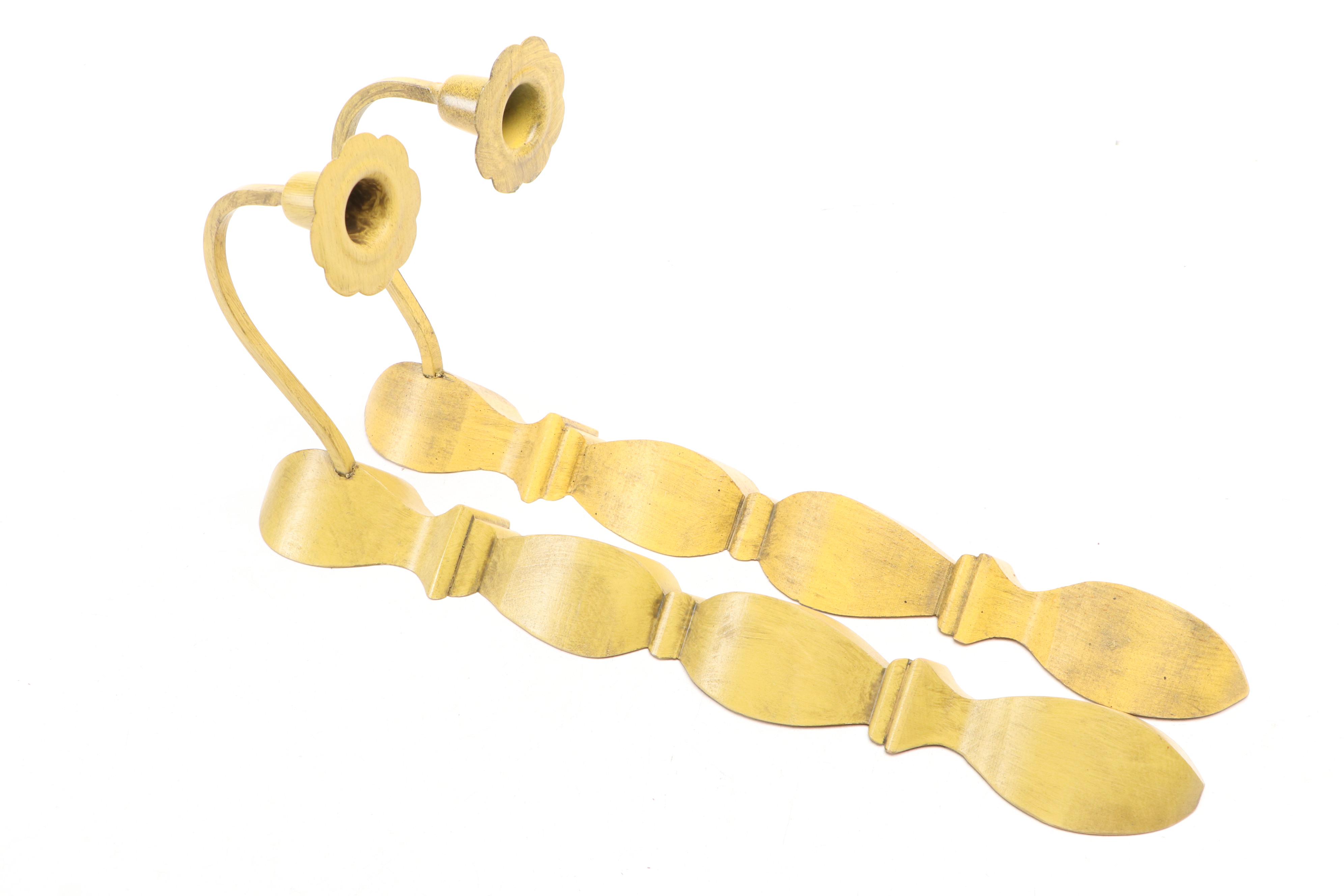 Mustard Finish Wood Candle Wall Sconces