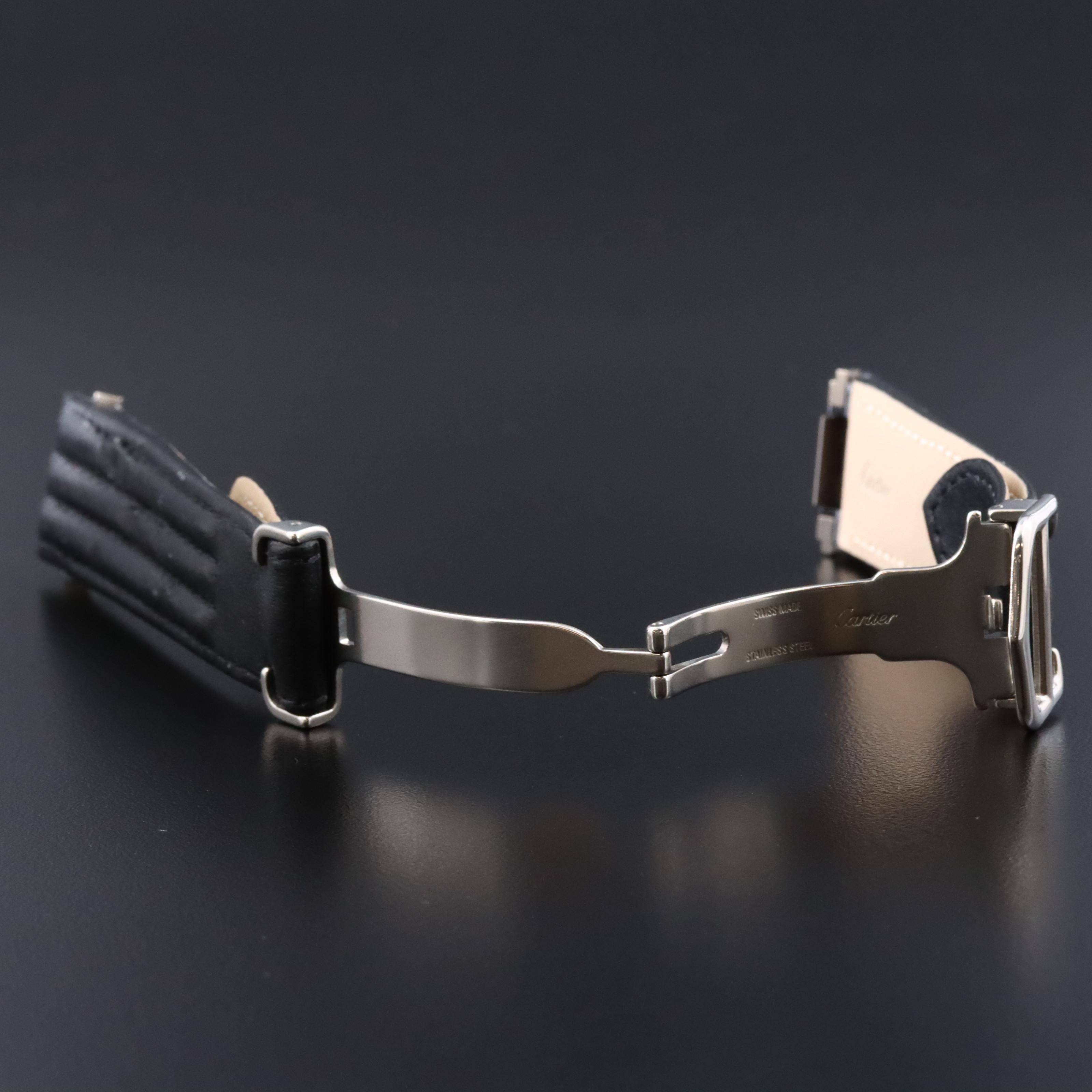 Cartier Leather and Stainless Steel Spring Ends Watch Band