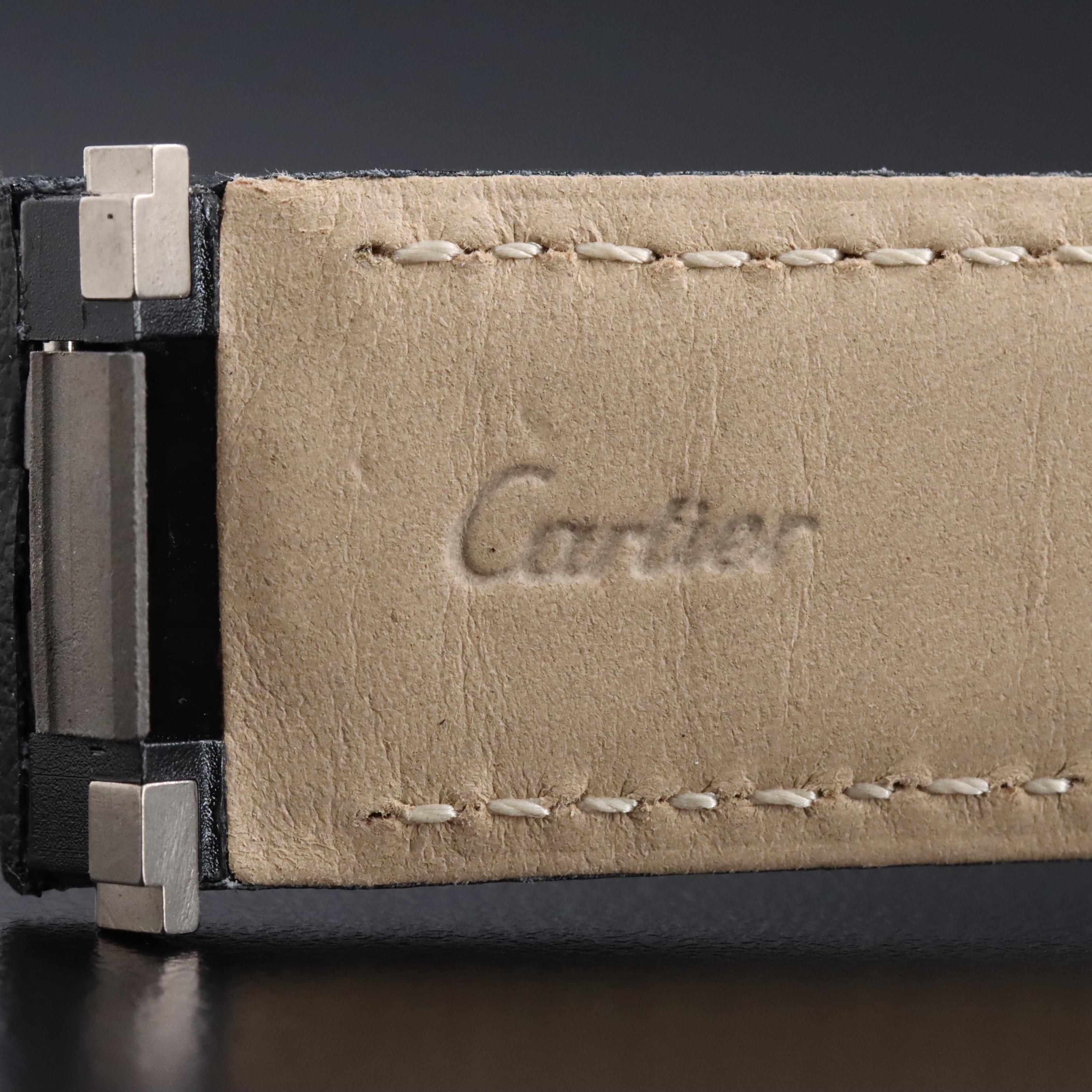 Cartier Leather and Stainless Steel Spring Ends Watch Band