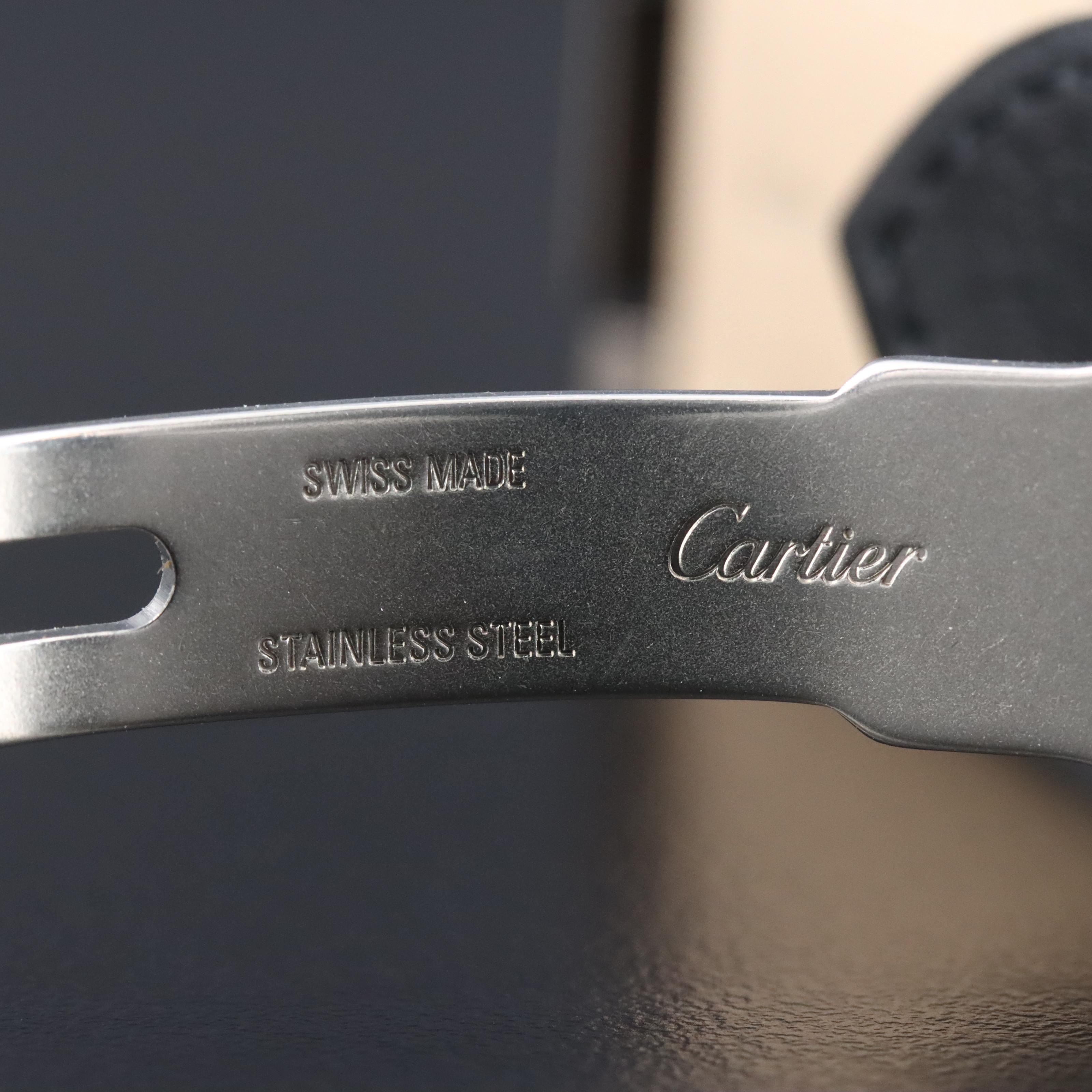 Cartier Leather and Stainless Steel Spring Ends Watch Band