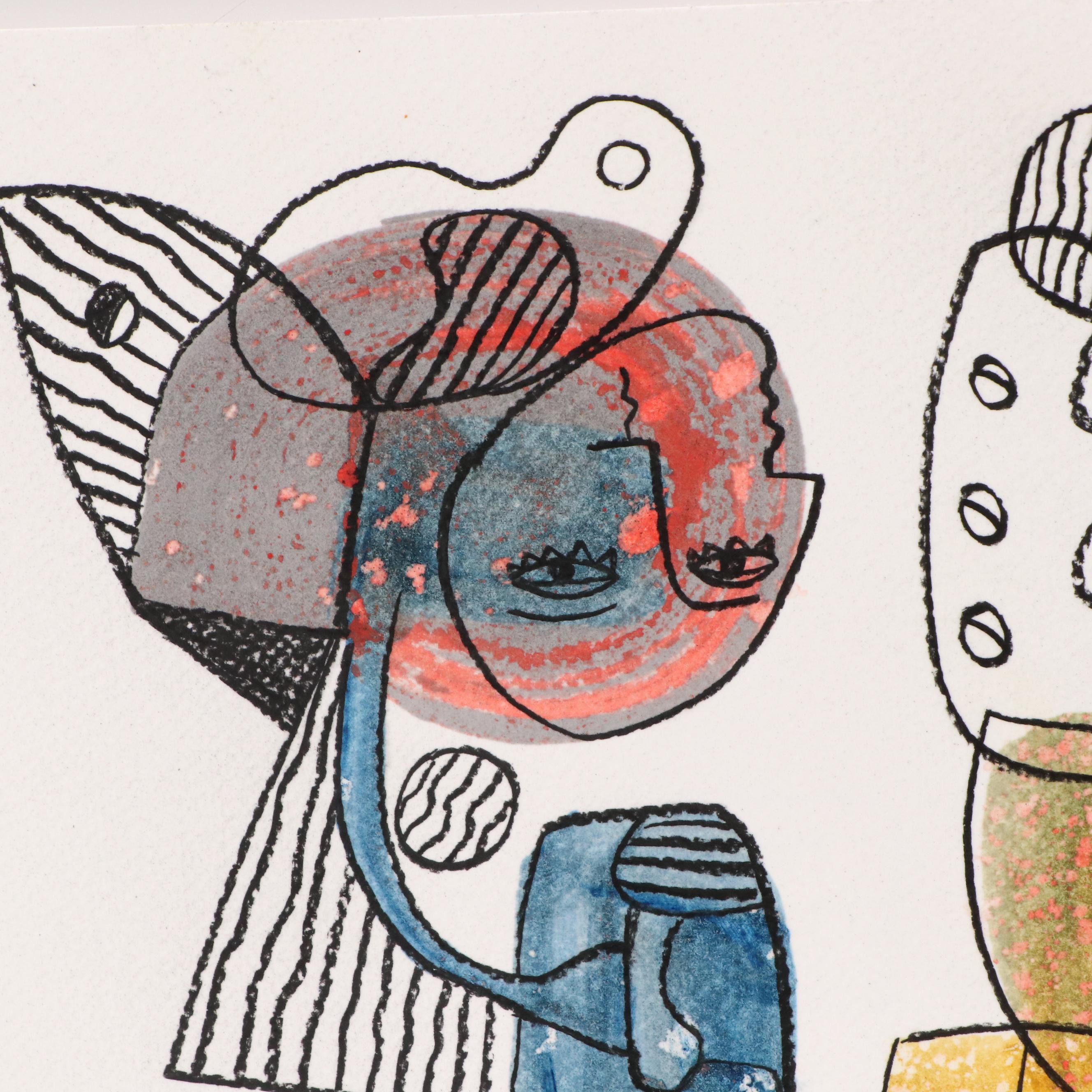 Michel Blázquez Surrealist Mixed Media Painting "El Hacedor y la Luna," 2025