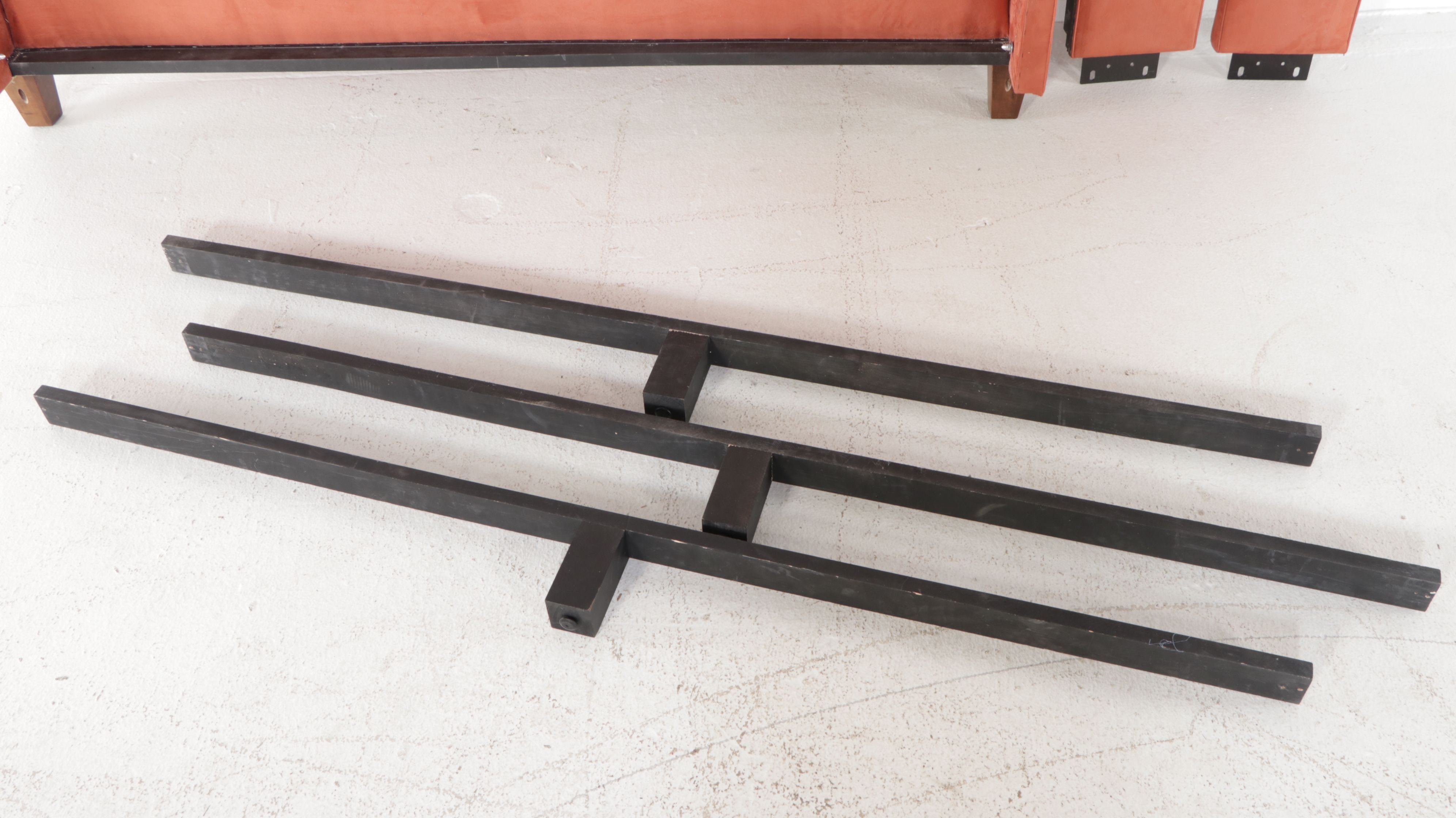 Contemporary Orange Microsuede Upholstered King Size Bed Frame