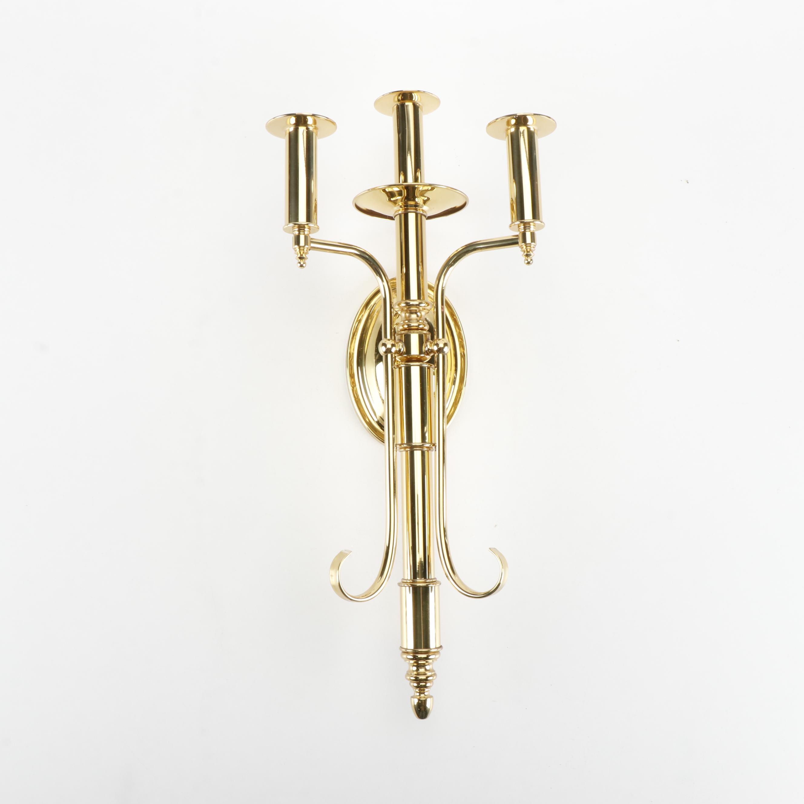Colonial Revival Style Lacquered Brass Wall Sconces