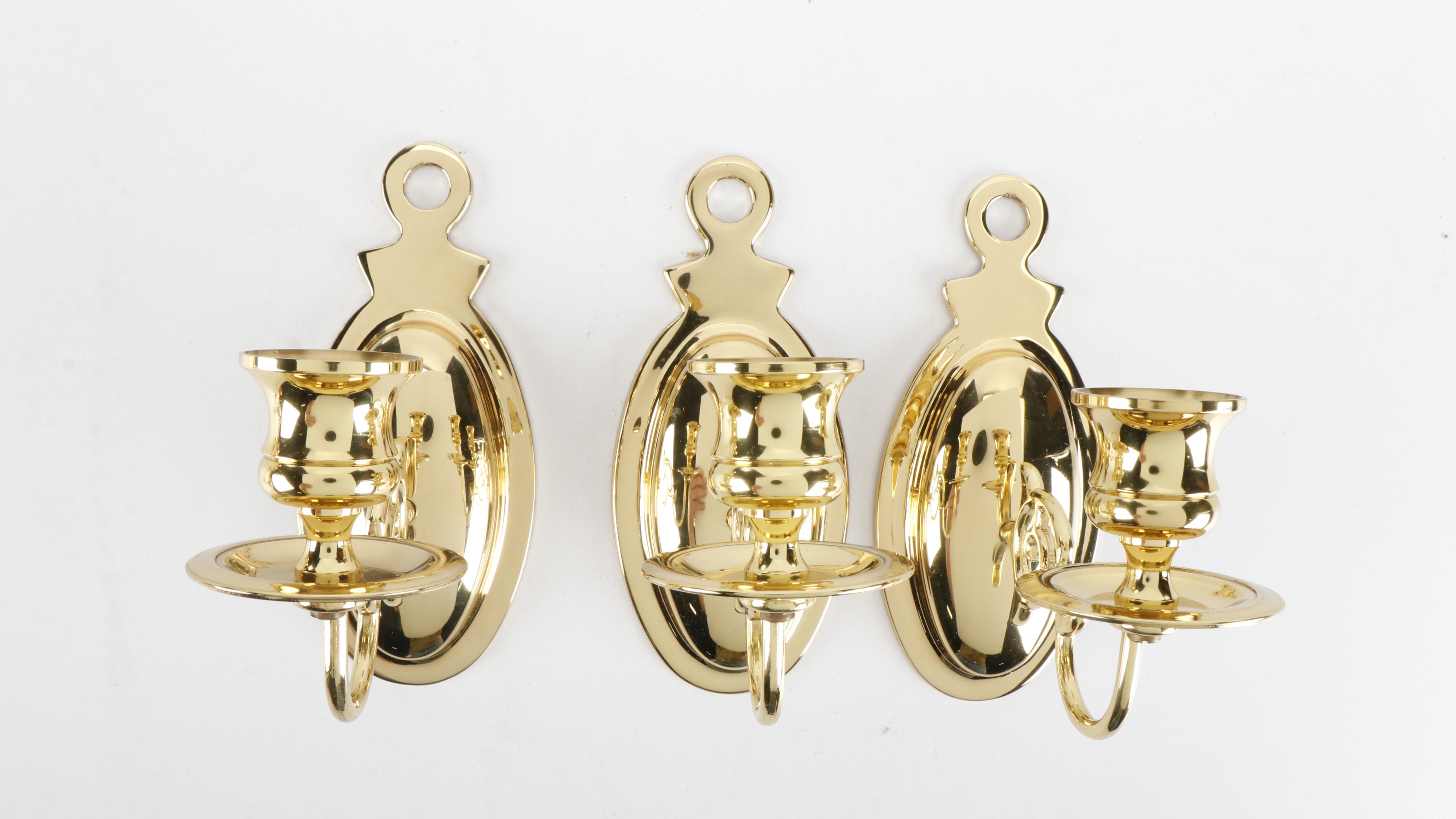 Colonial Revival Style Lacquered Brass Wall Sconces