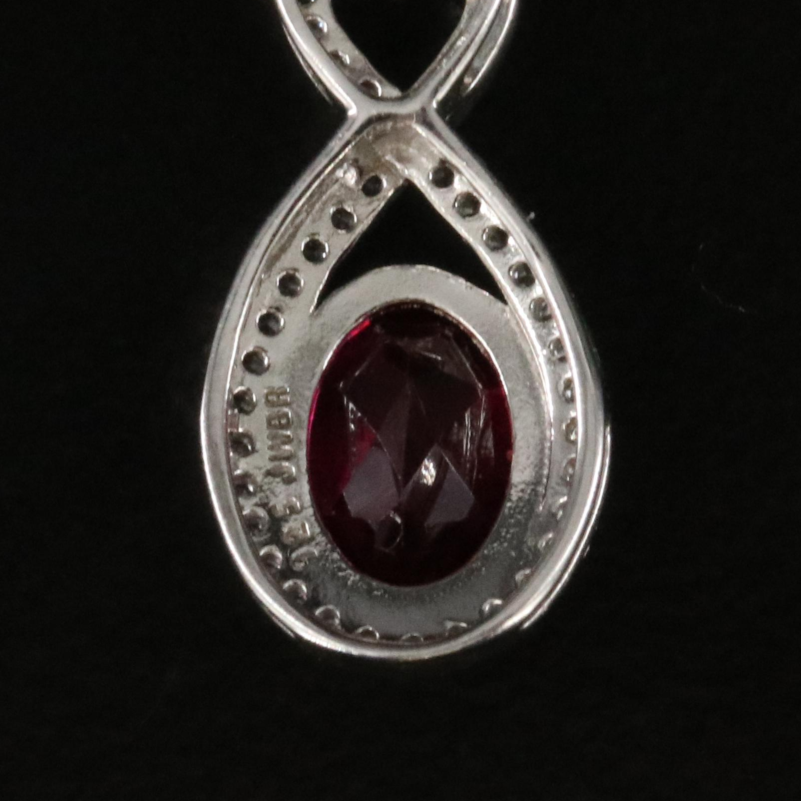 Sterling Ruby and White Sapphire Pendant Necklace