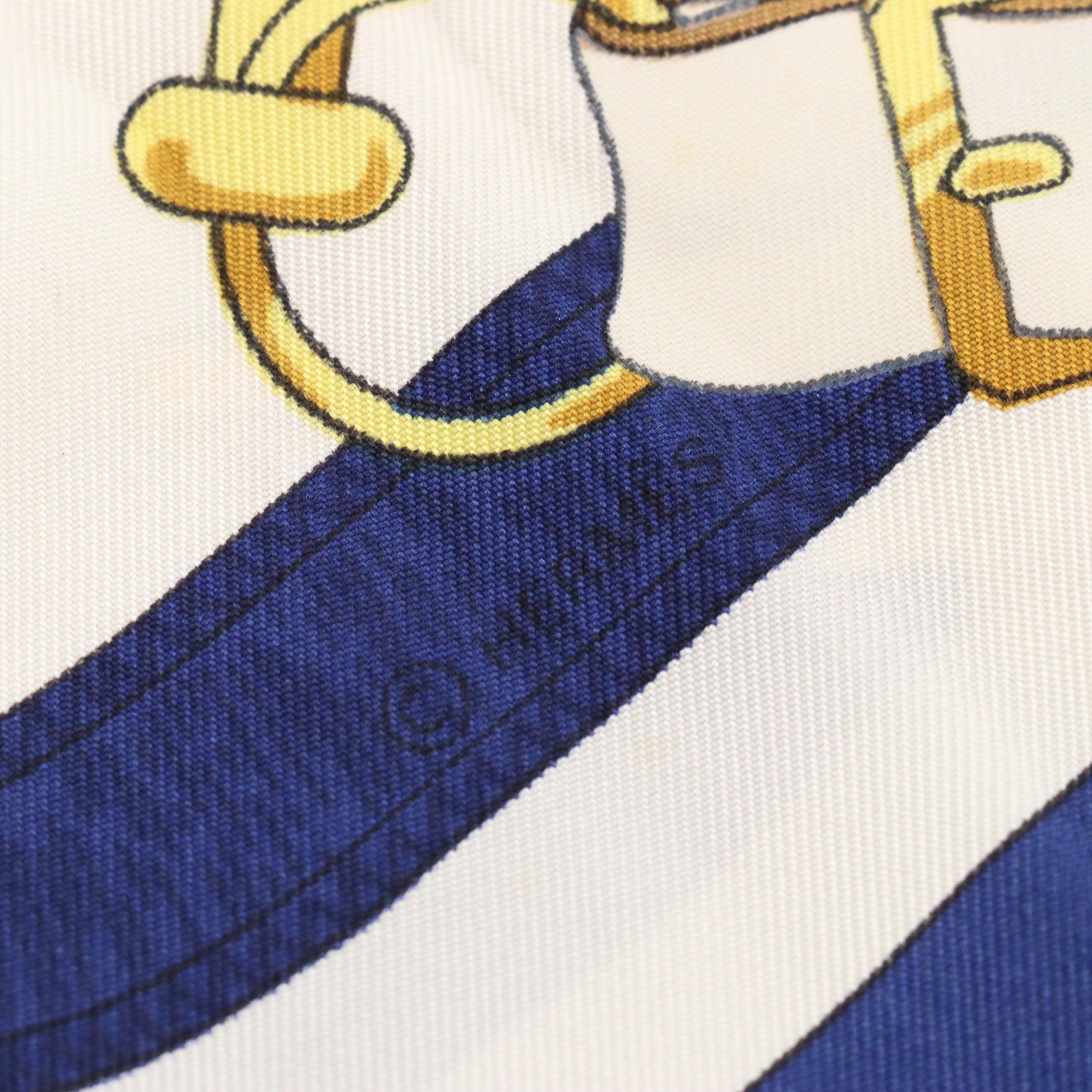 Hermès Sellier "Eperon d'Or" Scarf 90 in Silk Twill