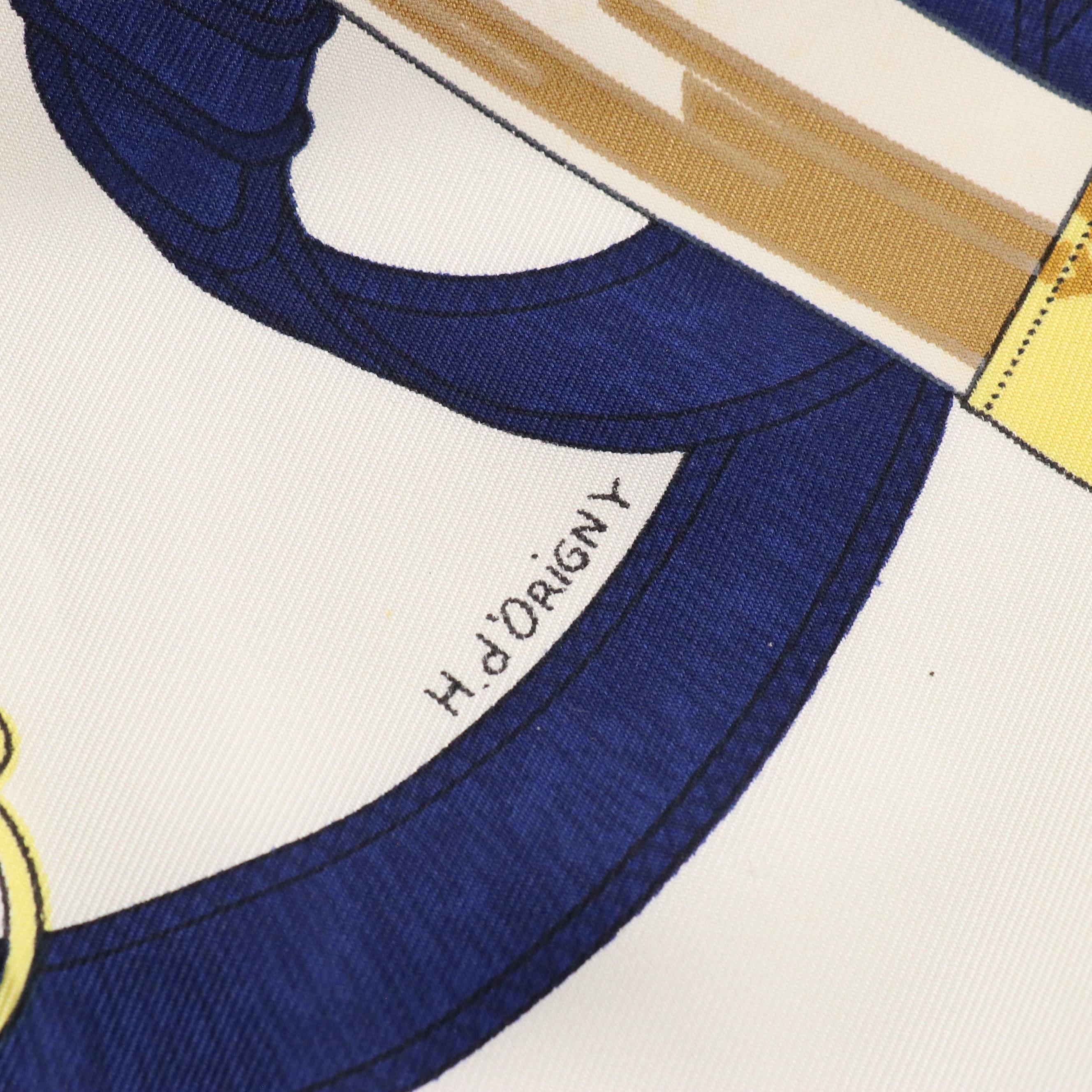 Hermès Sellier "Eperon d'Or" Scarf 90 in Silk Twill