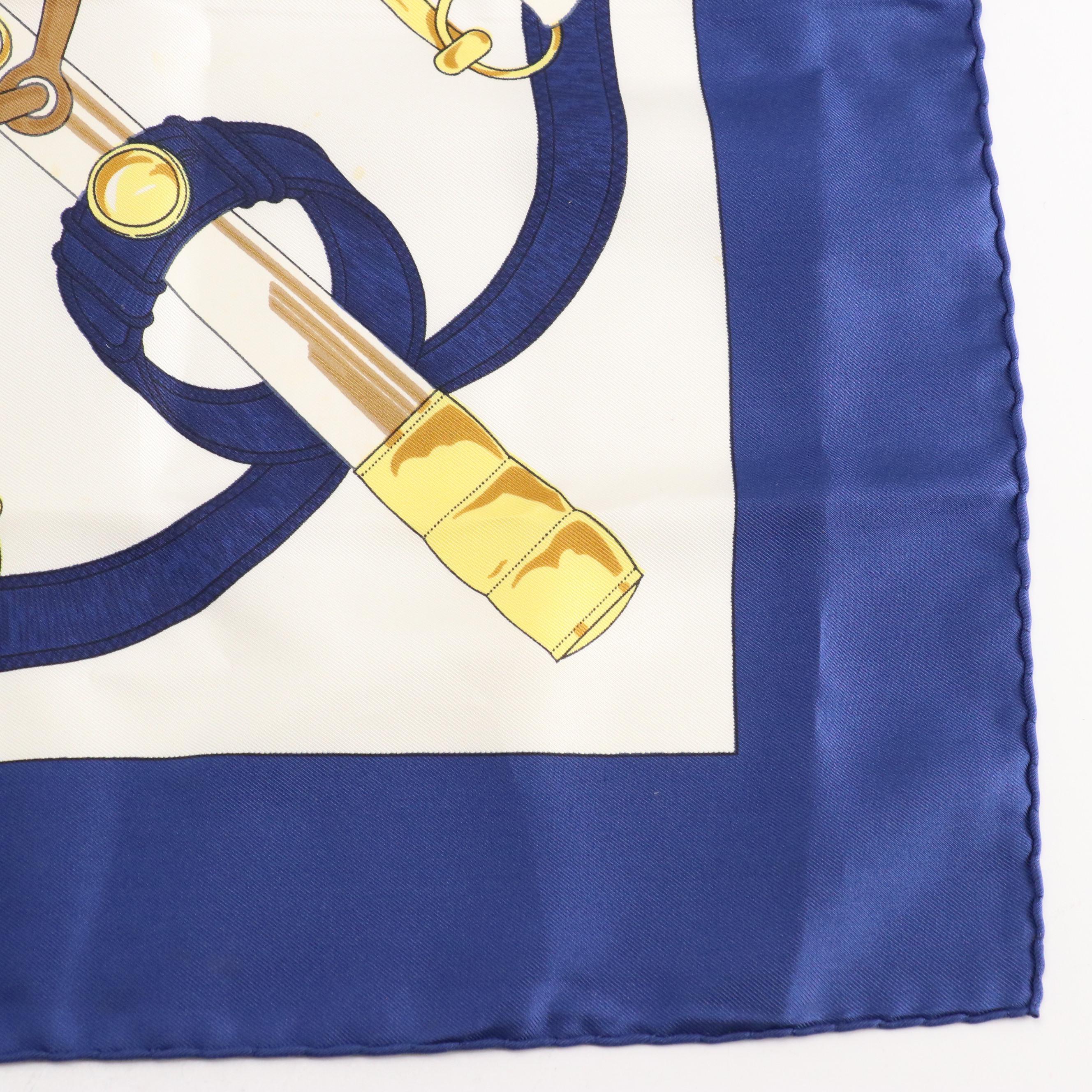 Hermès Sellier "Eperon d'Or" Scarf 90 in Silk Twill