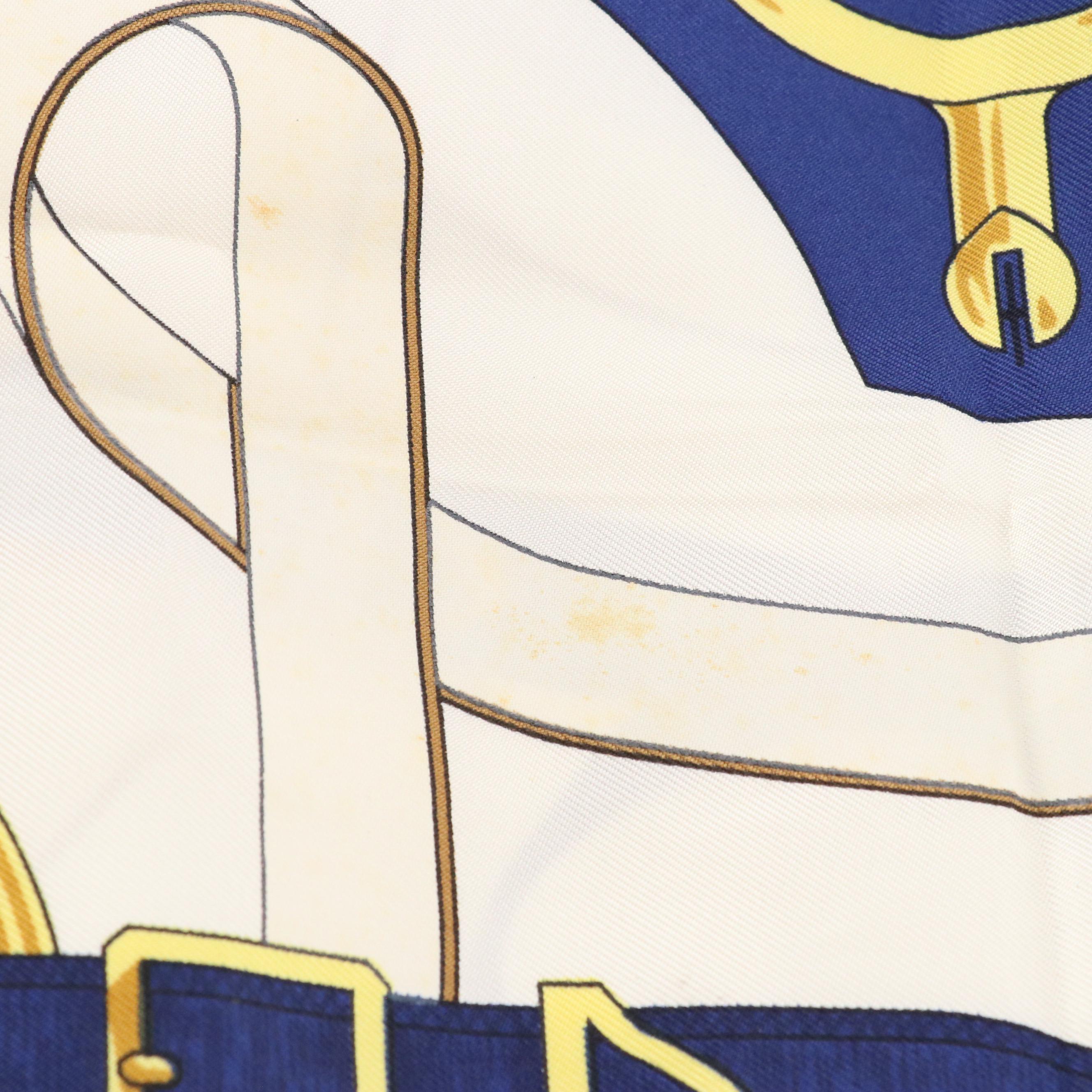 Hermès Sellier "Eperon d'Or" Scarf 90 in Silk Twill