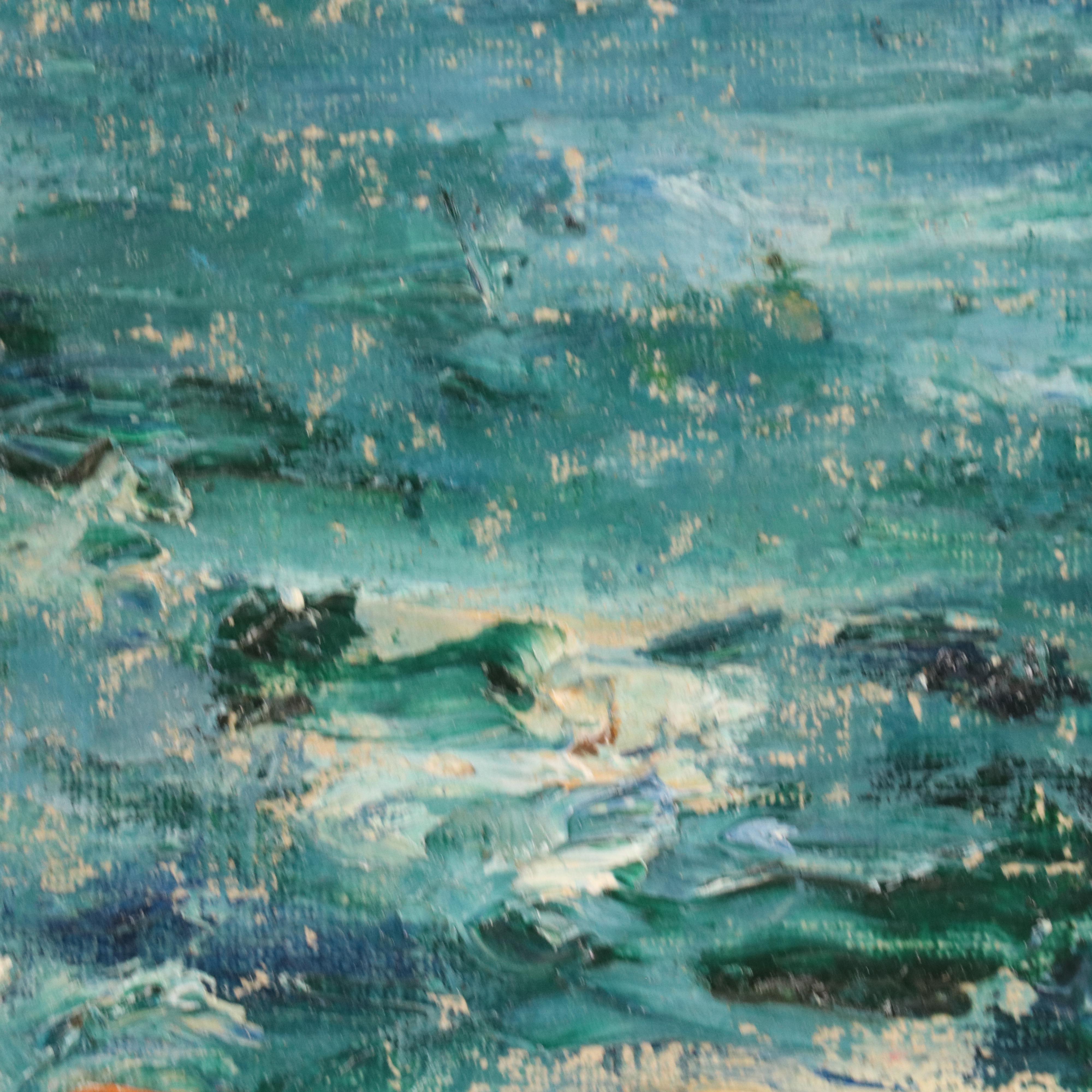 Impasto Oil Painting of Woman by the Sea