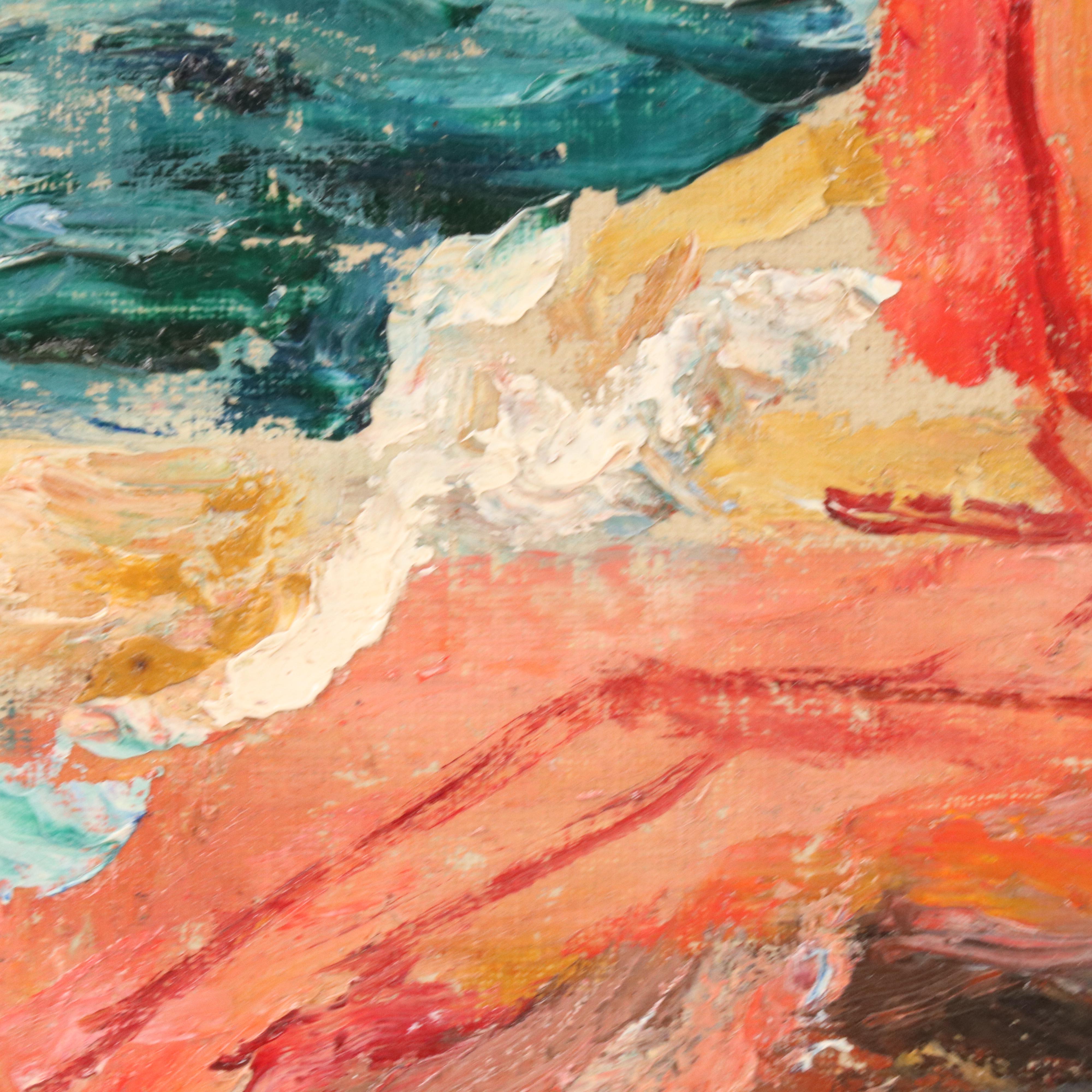 Impasto Oil Painting of Woman by the Sea