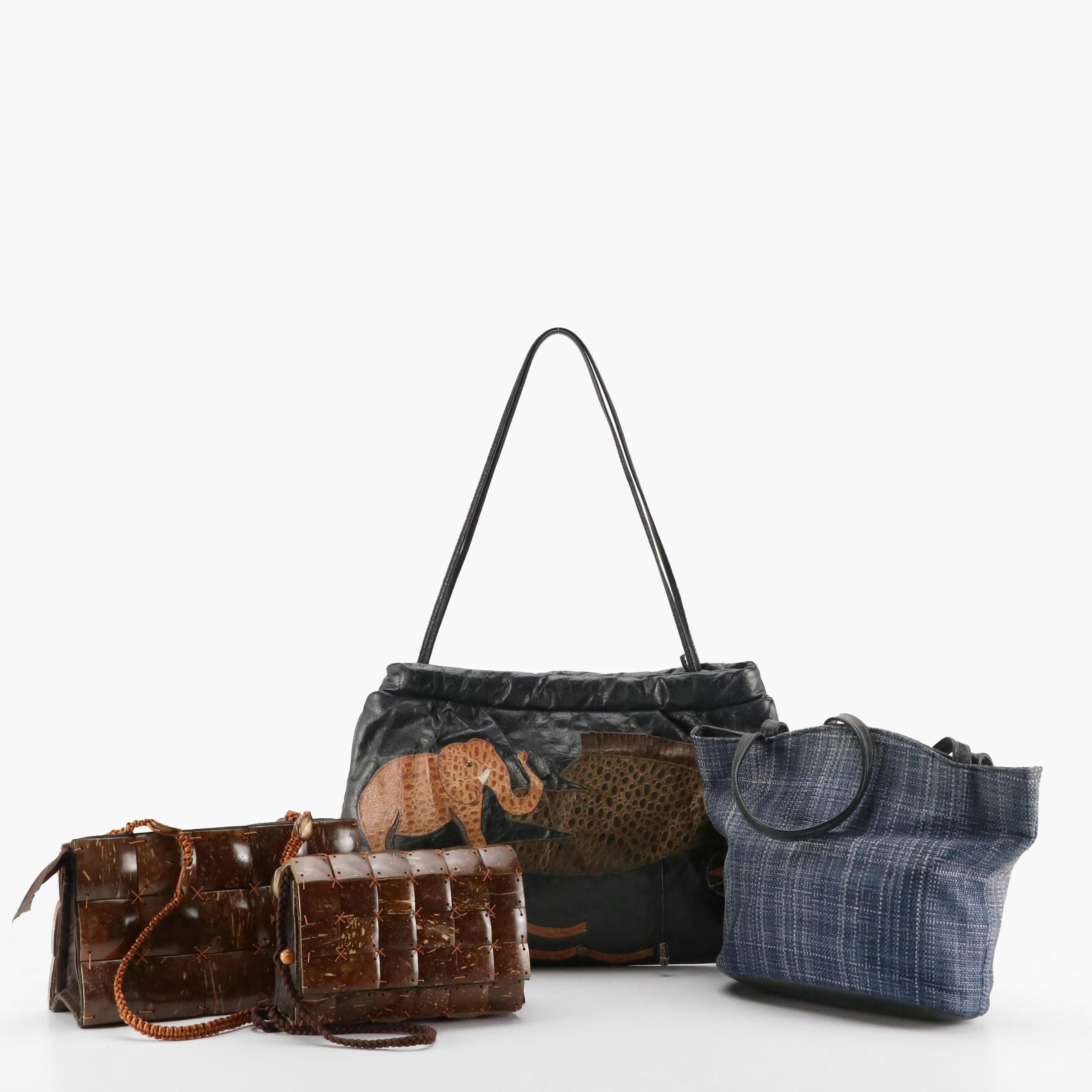 Saks Fifth Ave. Woven Straw Bucket Bag, Square Coconut Shell Crossbodies & More