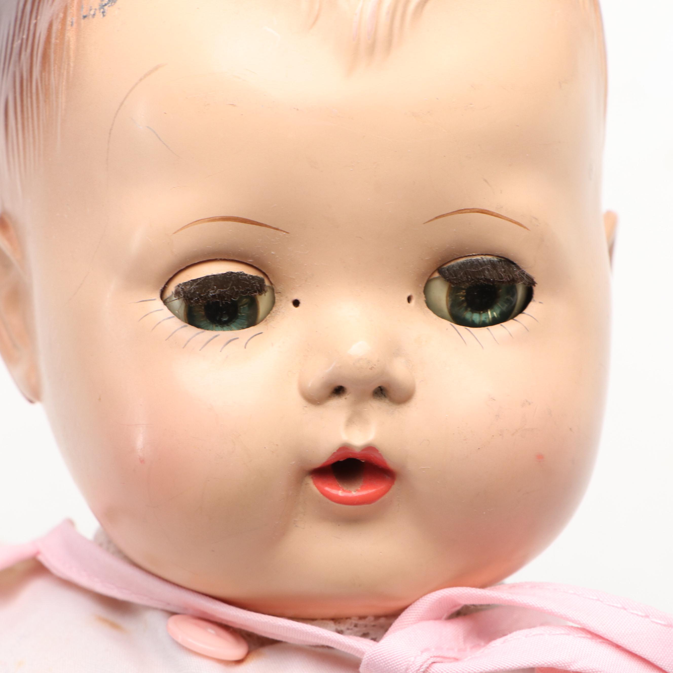 American Character Sleepy Eye Baby Doll with Other Composite and Porcelain Dolls
