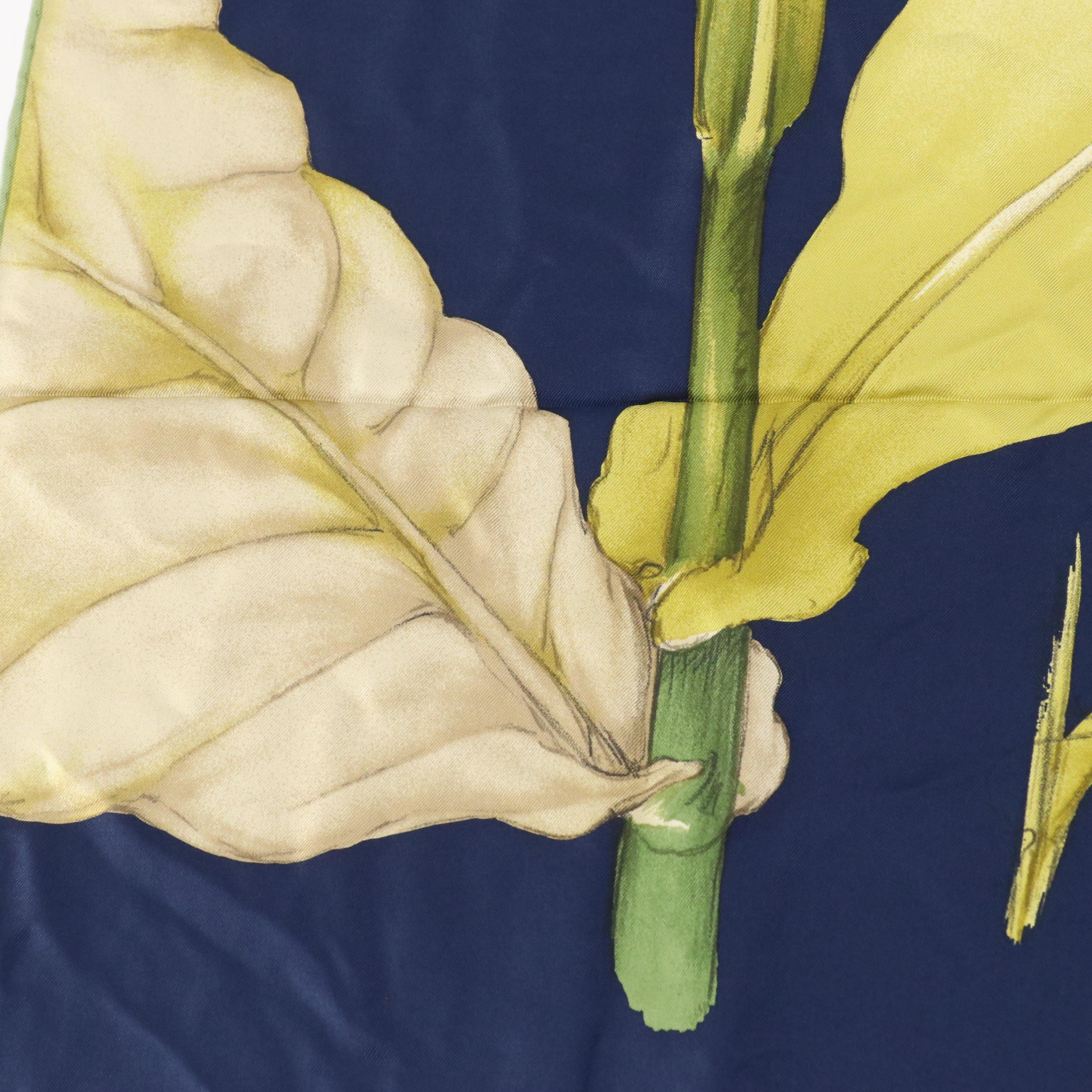 Tiffany & Co. Floral Leaves Motif Silk Scarf