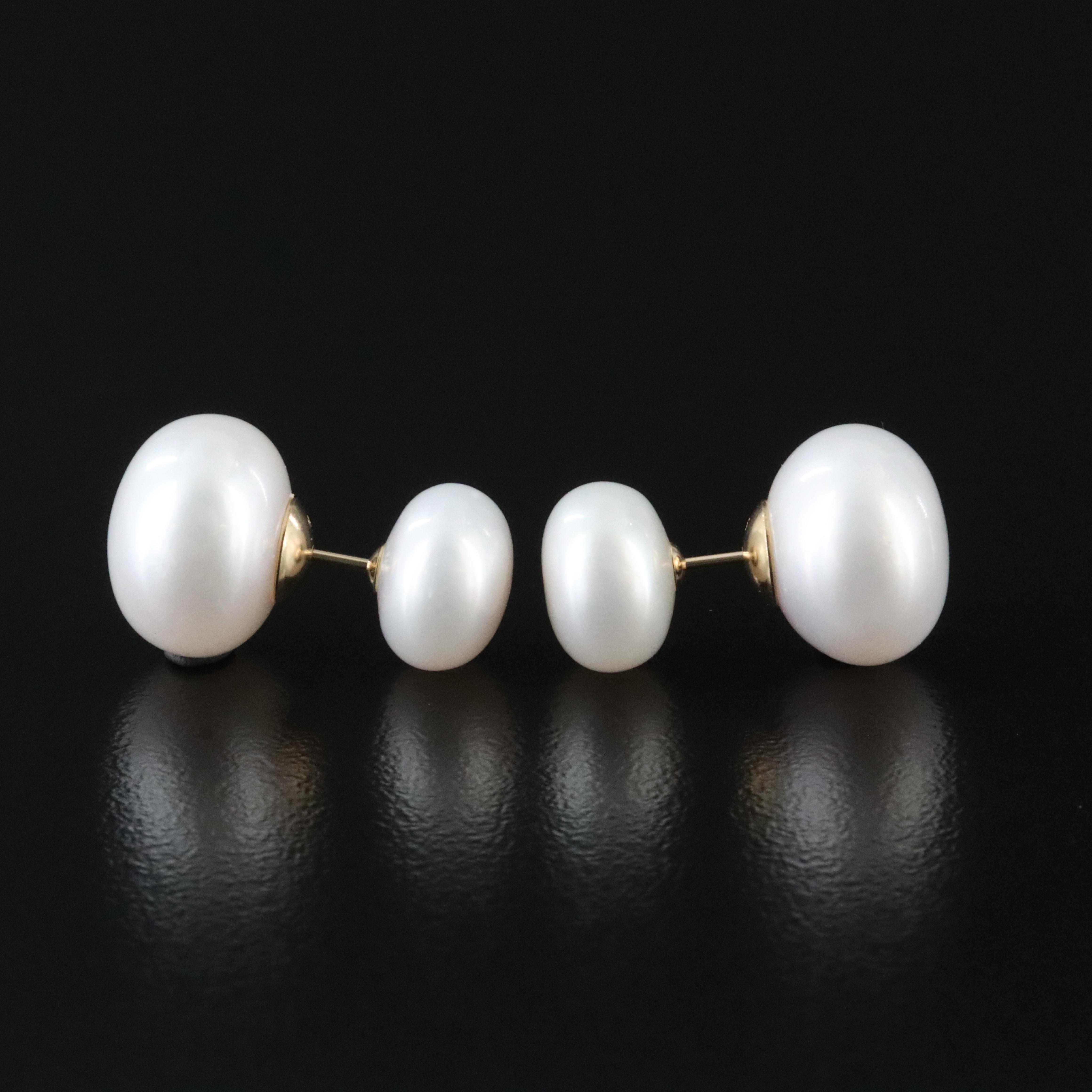 14K Front-Back Pearl Stud Earrings