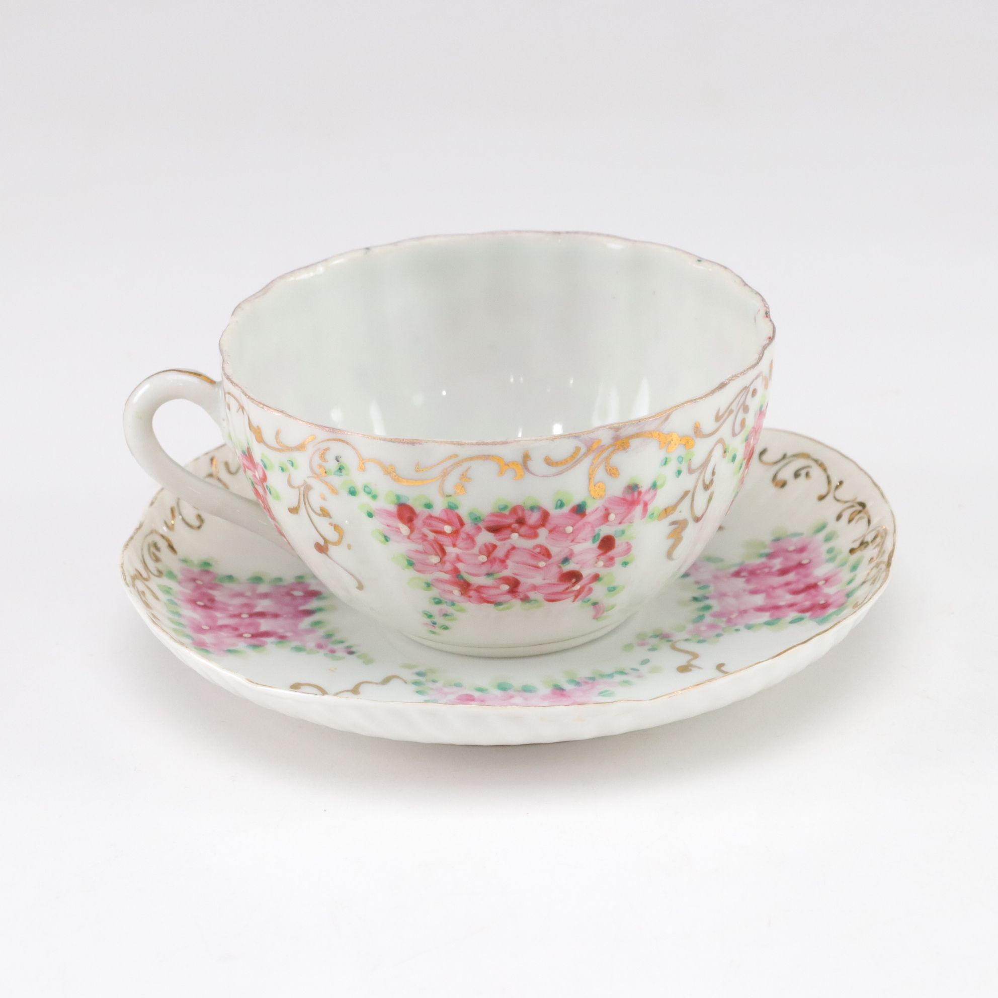 Hand-Painted & Gilt Floral Teacups, Saucers & More