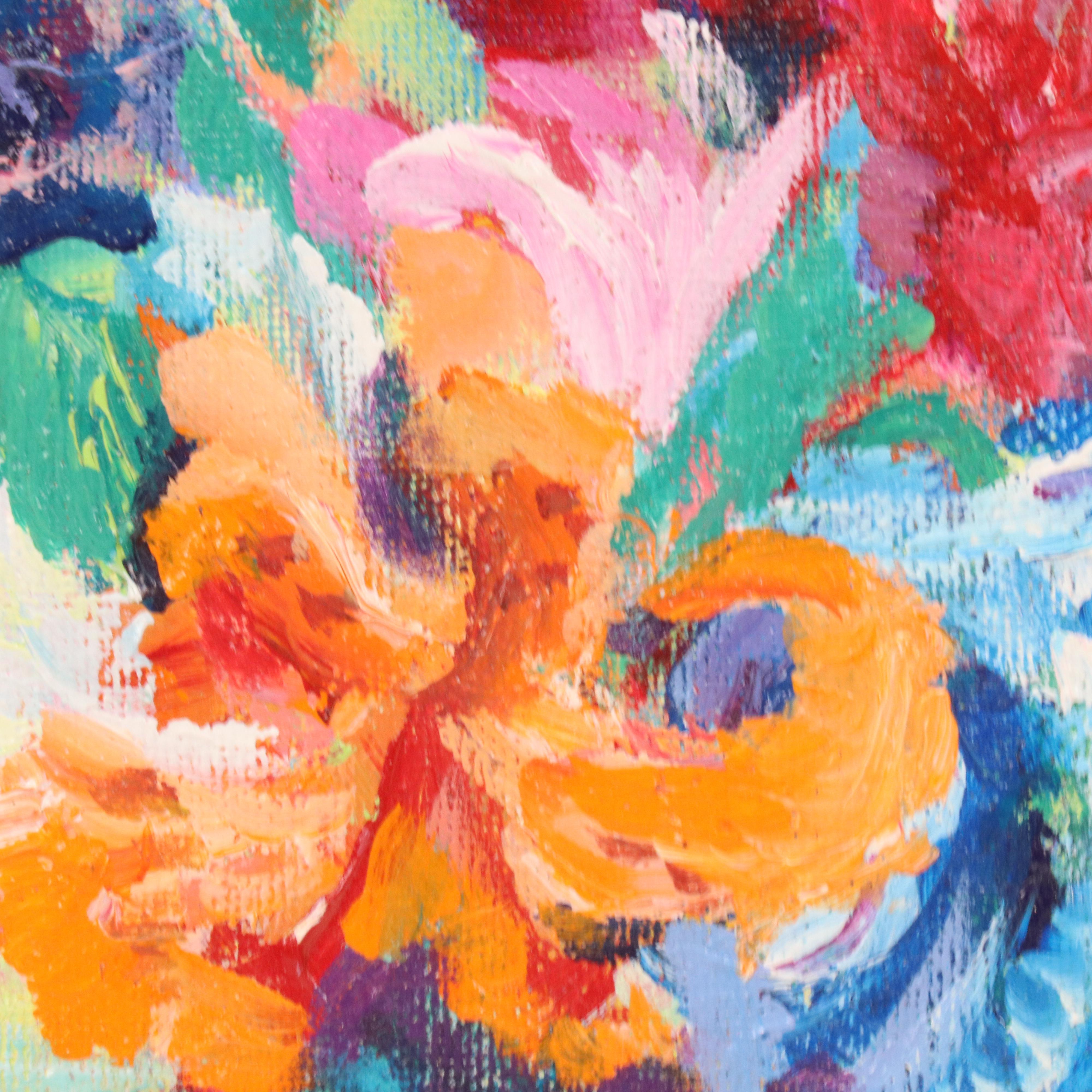 Ann Wietbrock Acrylic Still Life Painting with Flowers