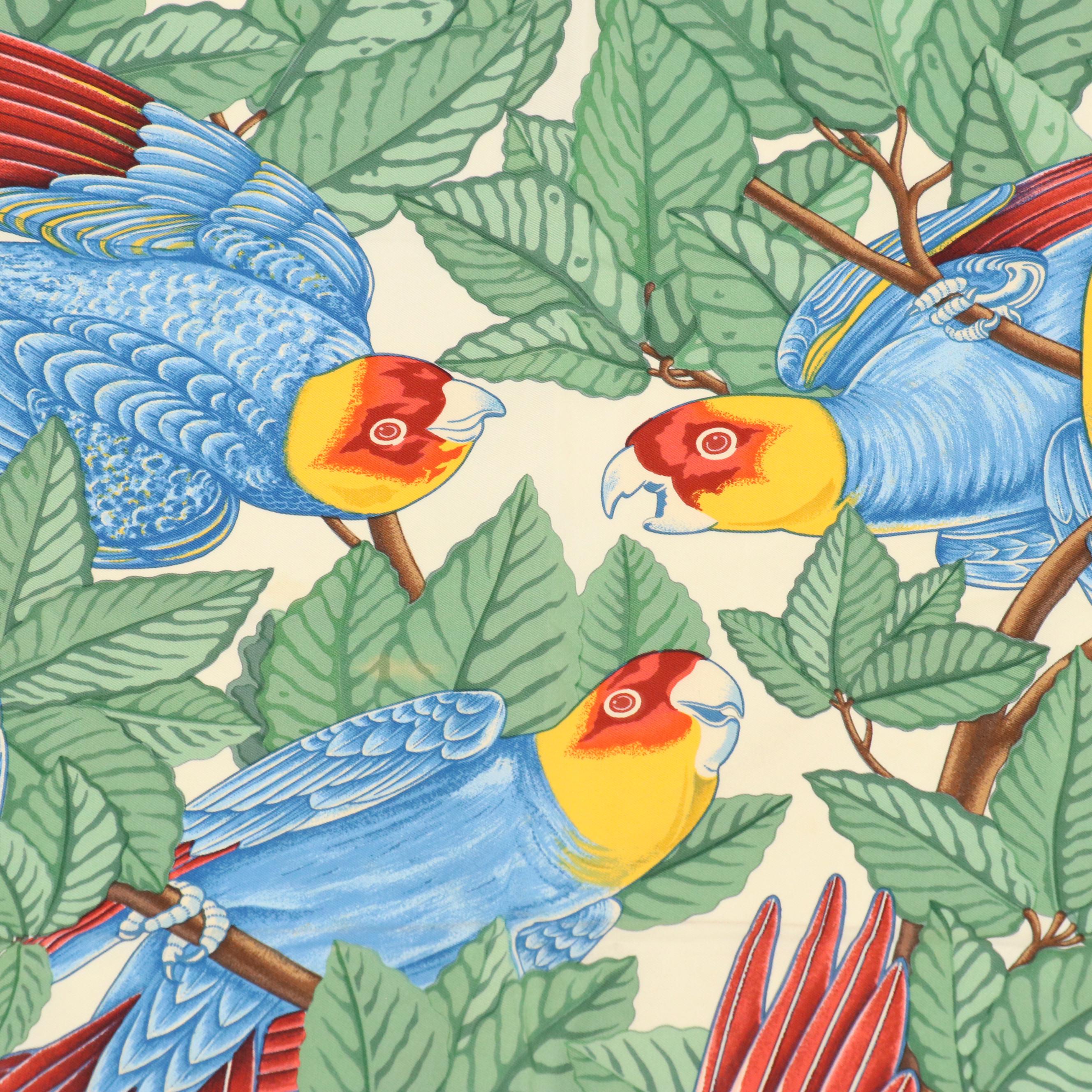 Hermès "Les Perroquets" Scarf 90 in Silk Twill