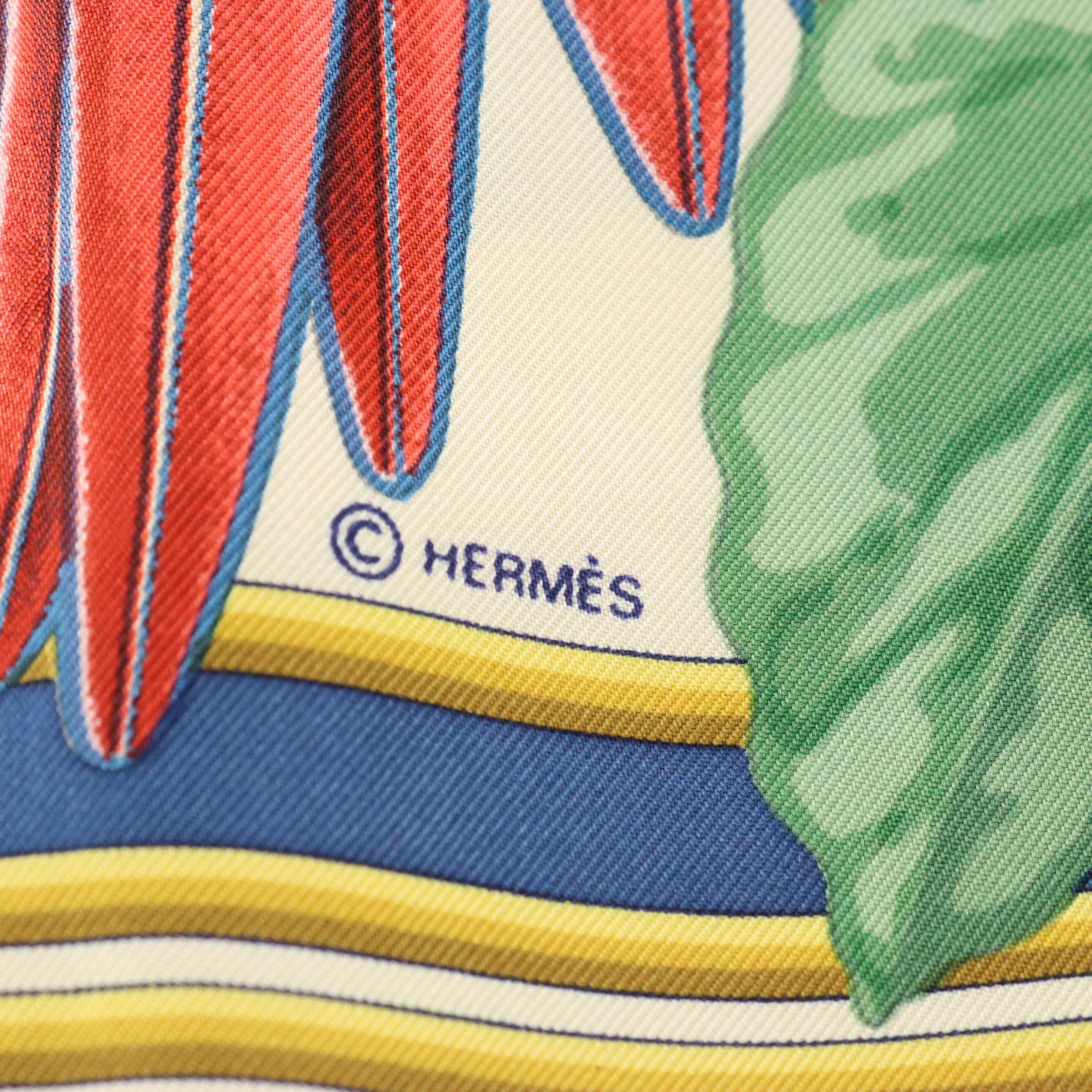 Hermès "Les Perroquets" Scarf 90 in Silk Twill