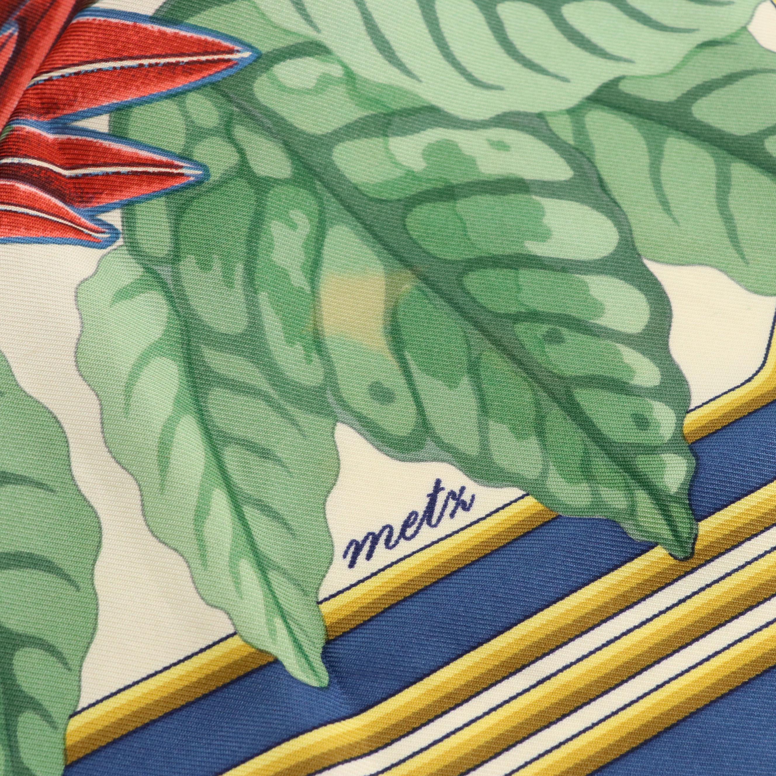 Hermès "Les Perroquets" Scarf 90 in Silk Twill