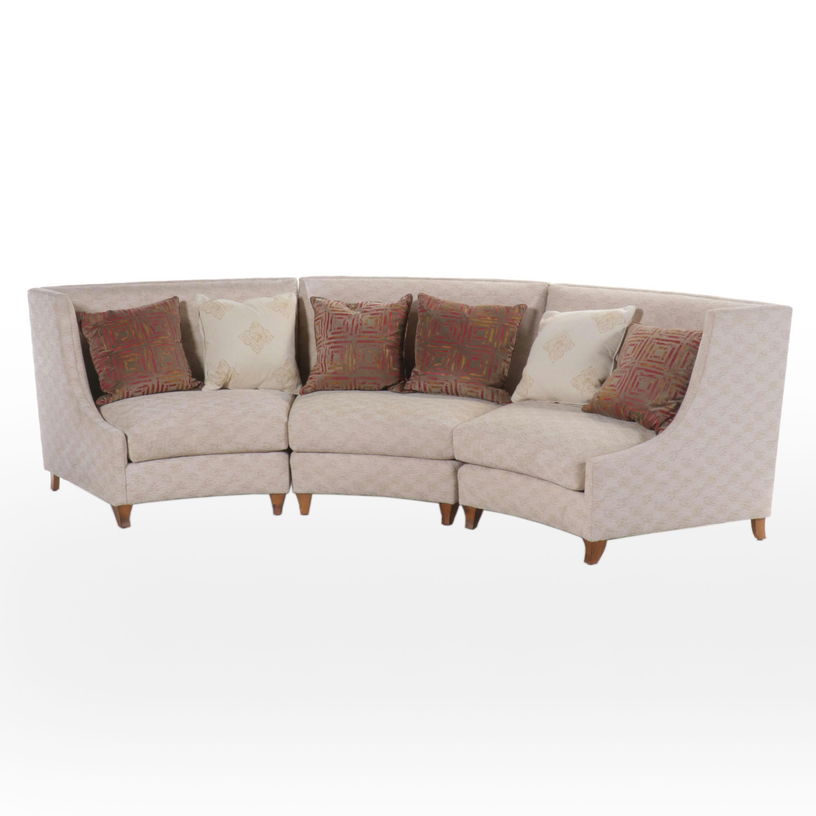 Century Furniture Contemporary Three-Piece Curved Sectional Sofa