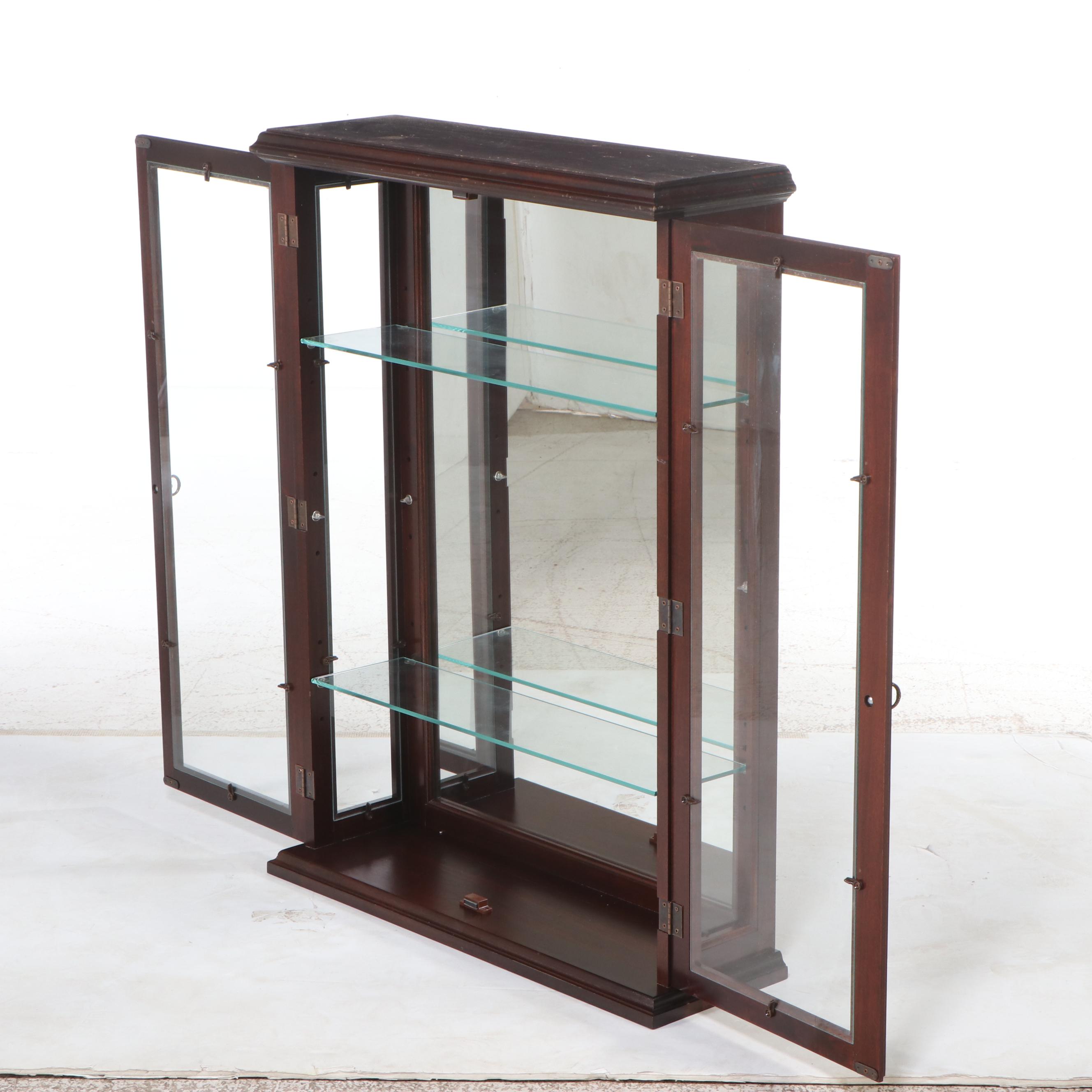 Mahogany Finish Wall Hanging Display Cabinet