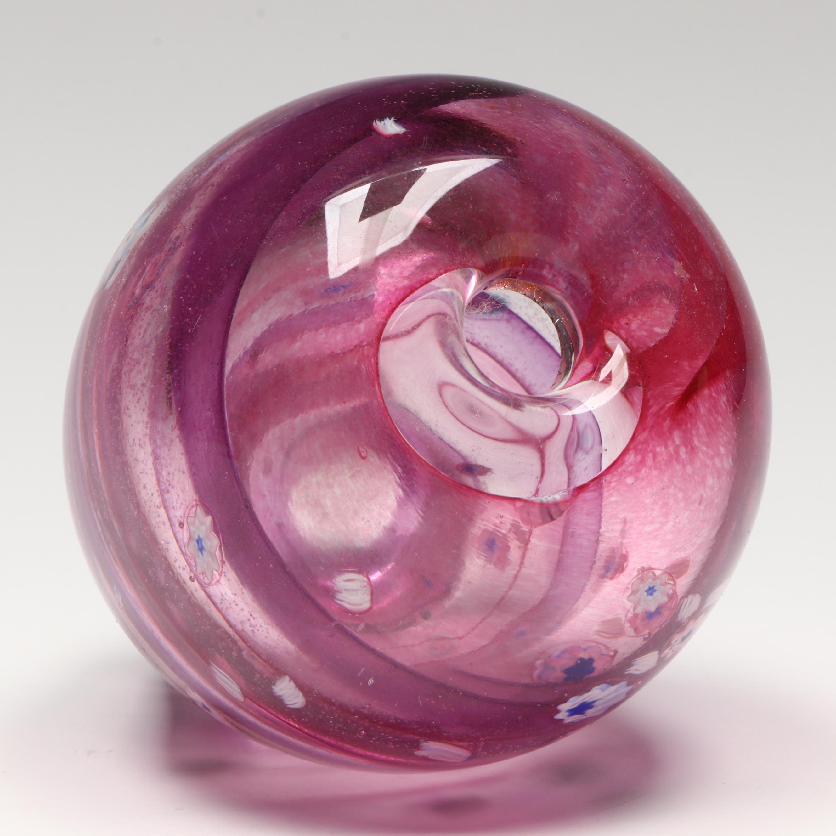 Fenton Glass Clock with Murano Style Art Glass Vase