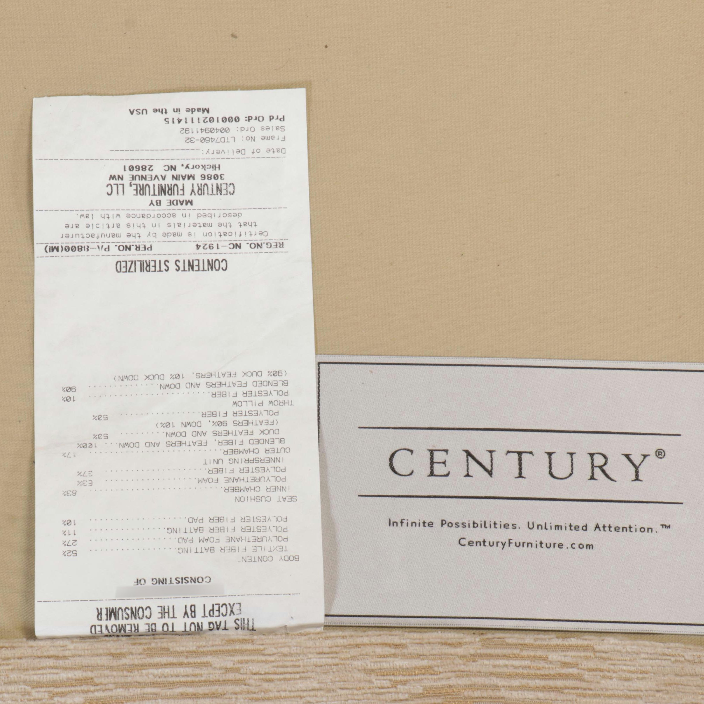 Century Furniture Contemporary Three-Piece Curved Sectional Sofa