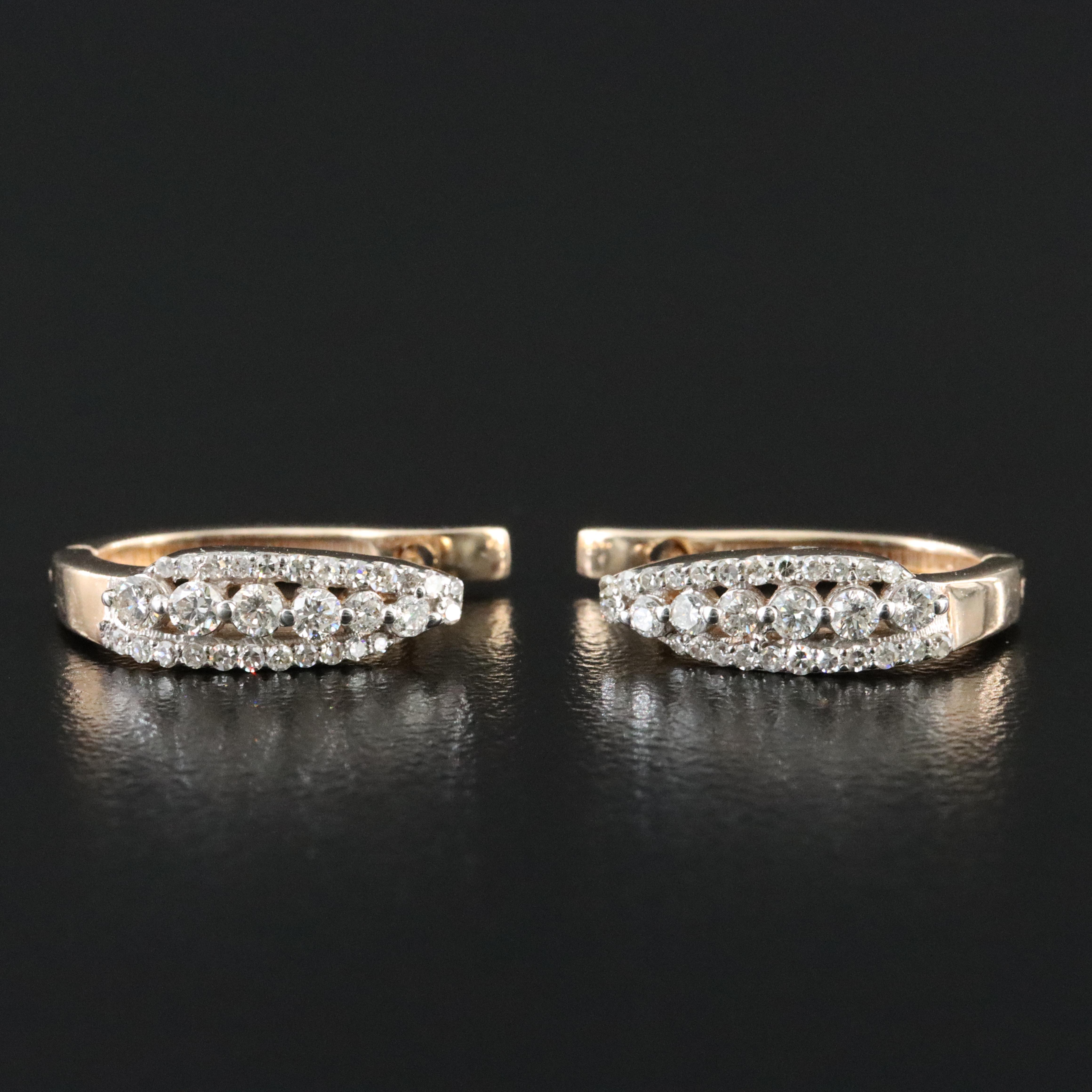 10K 0.50 CTW Diamond Hoop Earrings