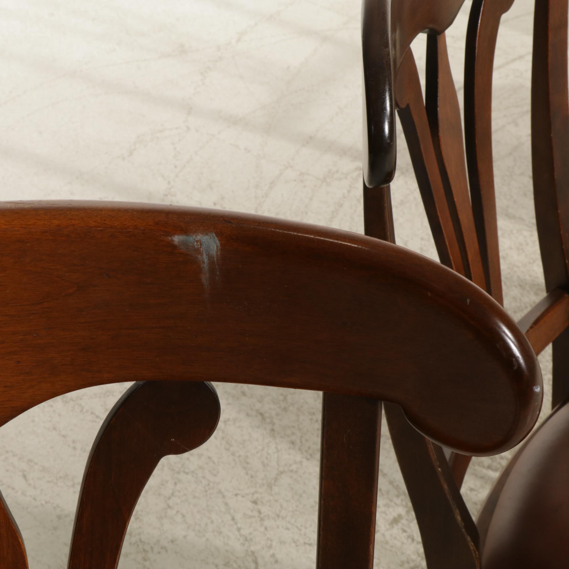 Six Nichols & Stone Leather Upholstered Side Chairs