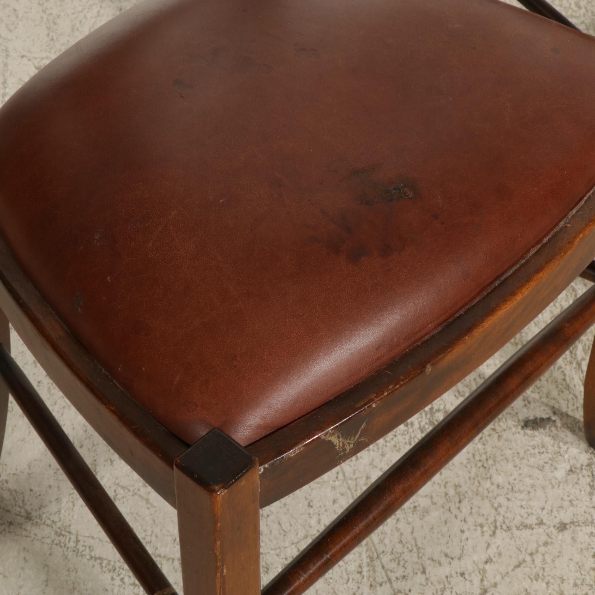 Six Nichols & Stone Leather Upholstered Side Chairs