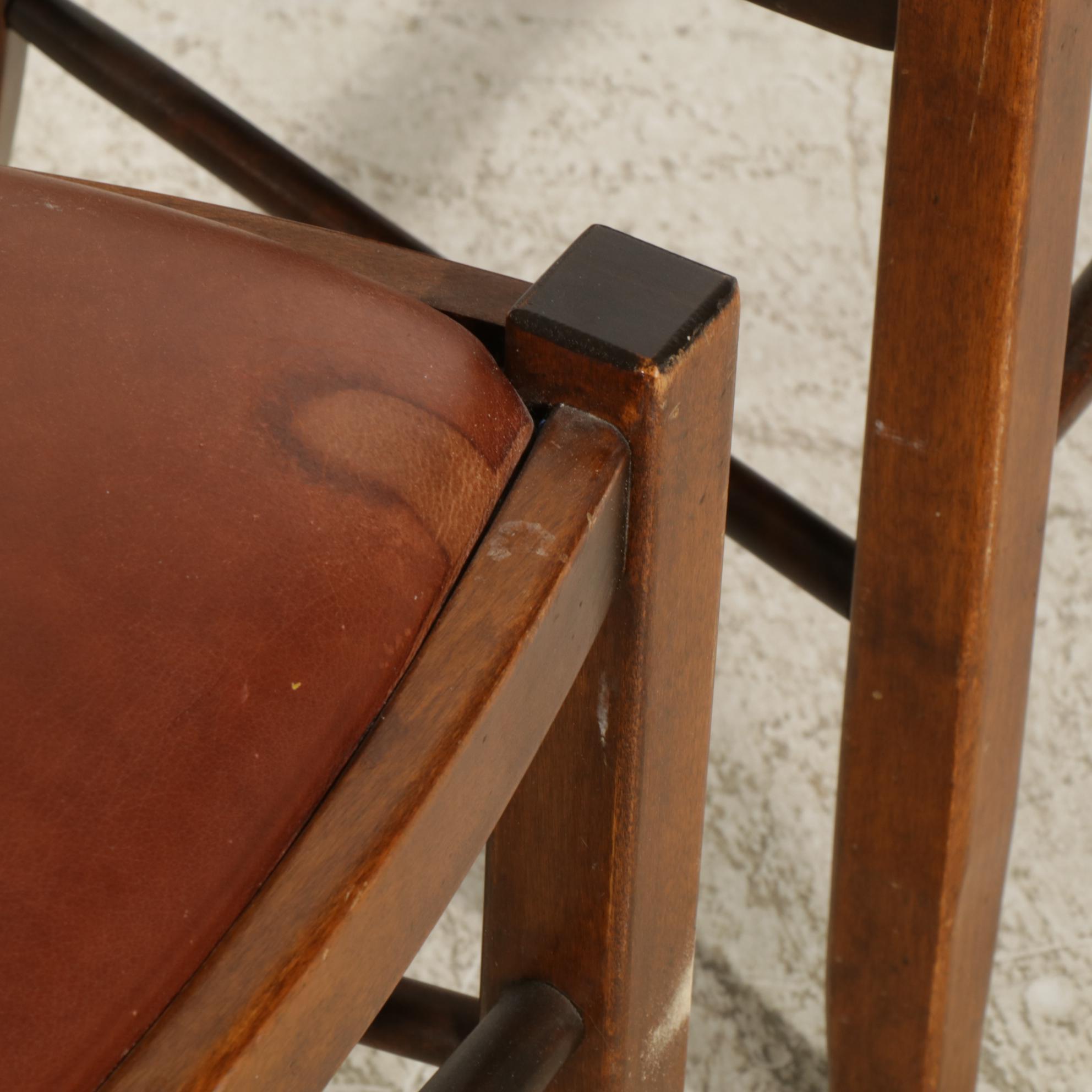 Six Nichols & Stone Leather Upholstered Side Chairs