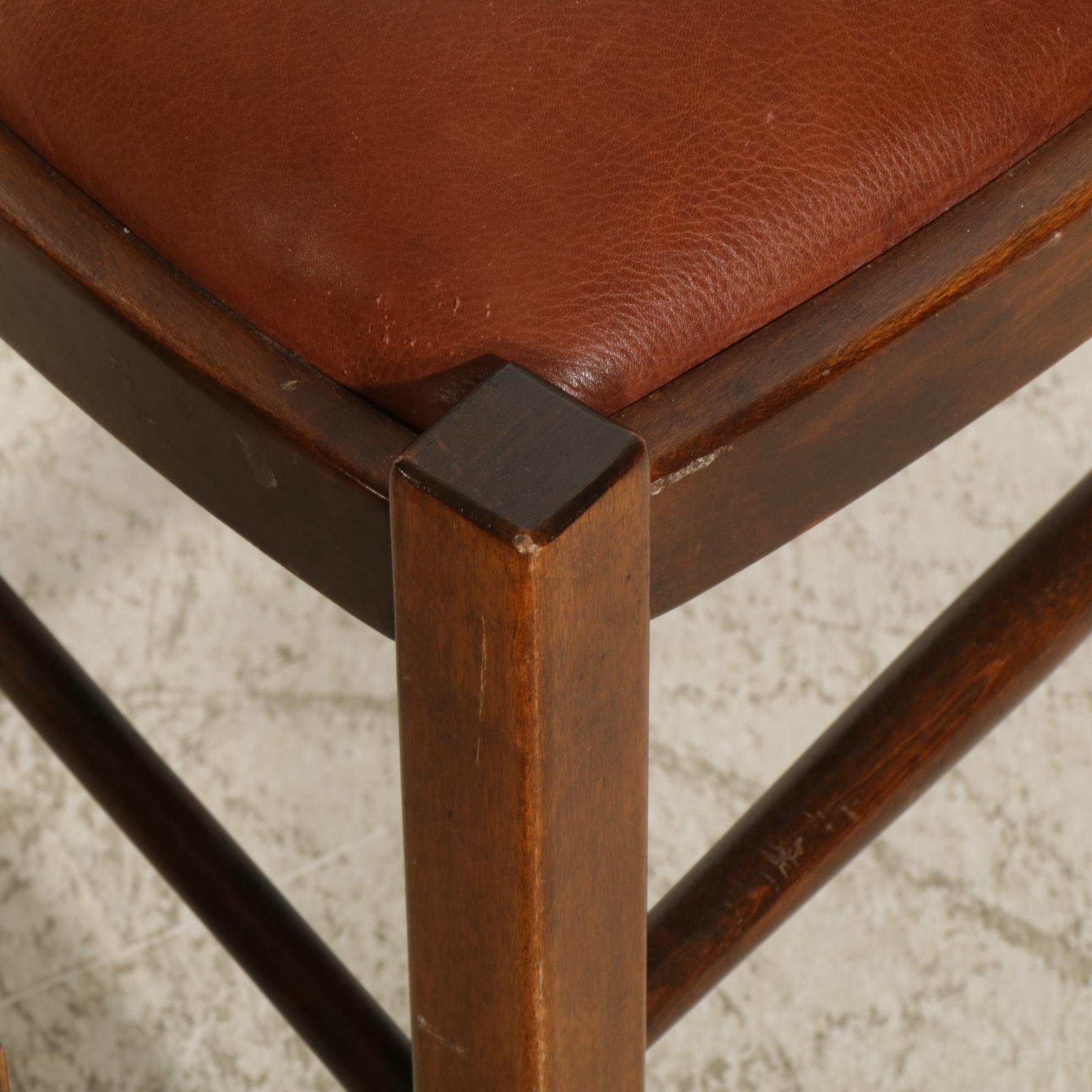 Six Nichols & Stone Leather Upholstered Side Chairs