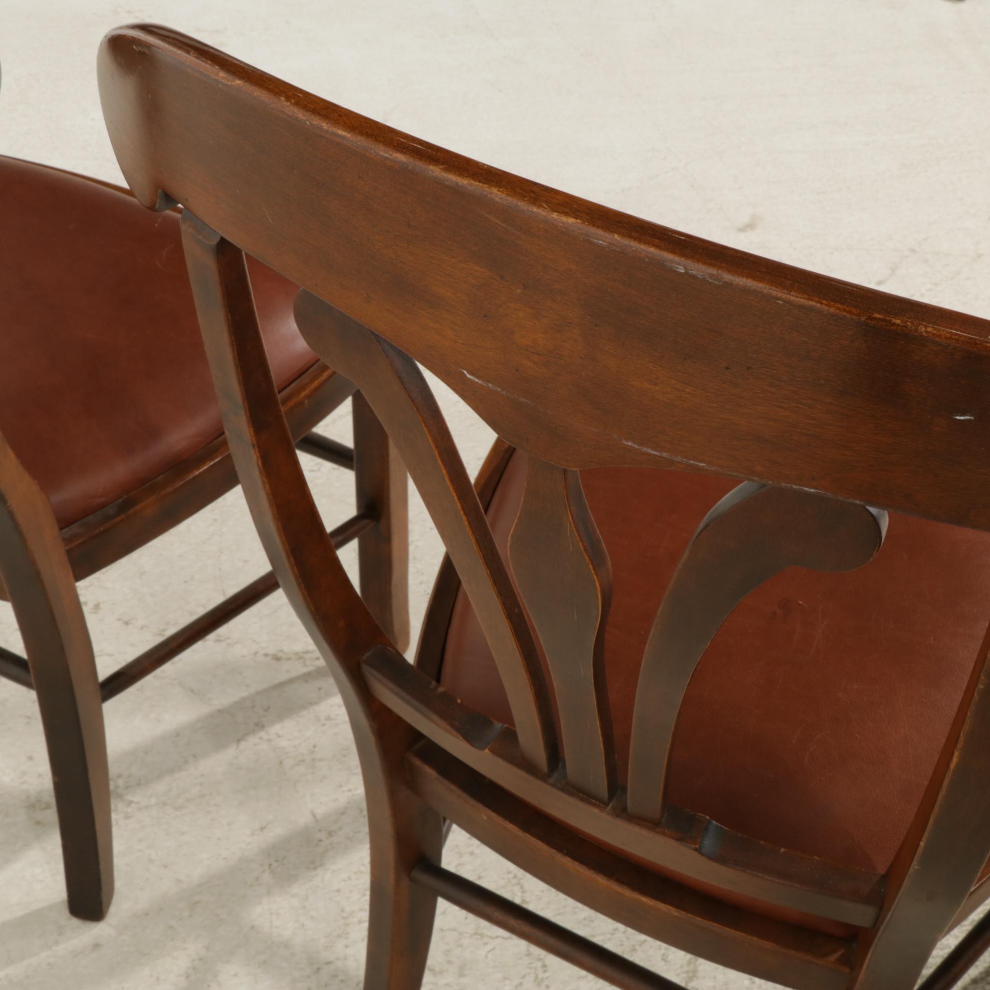 Six Nichols & Stone Leather Upholstered Side Chairs