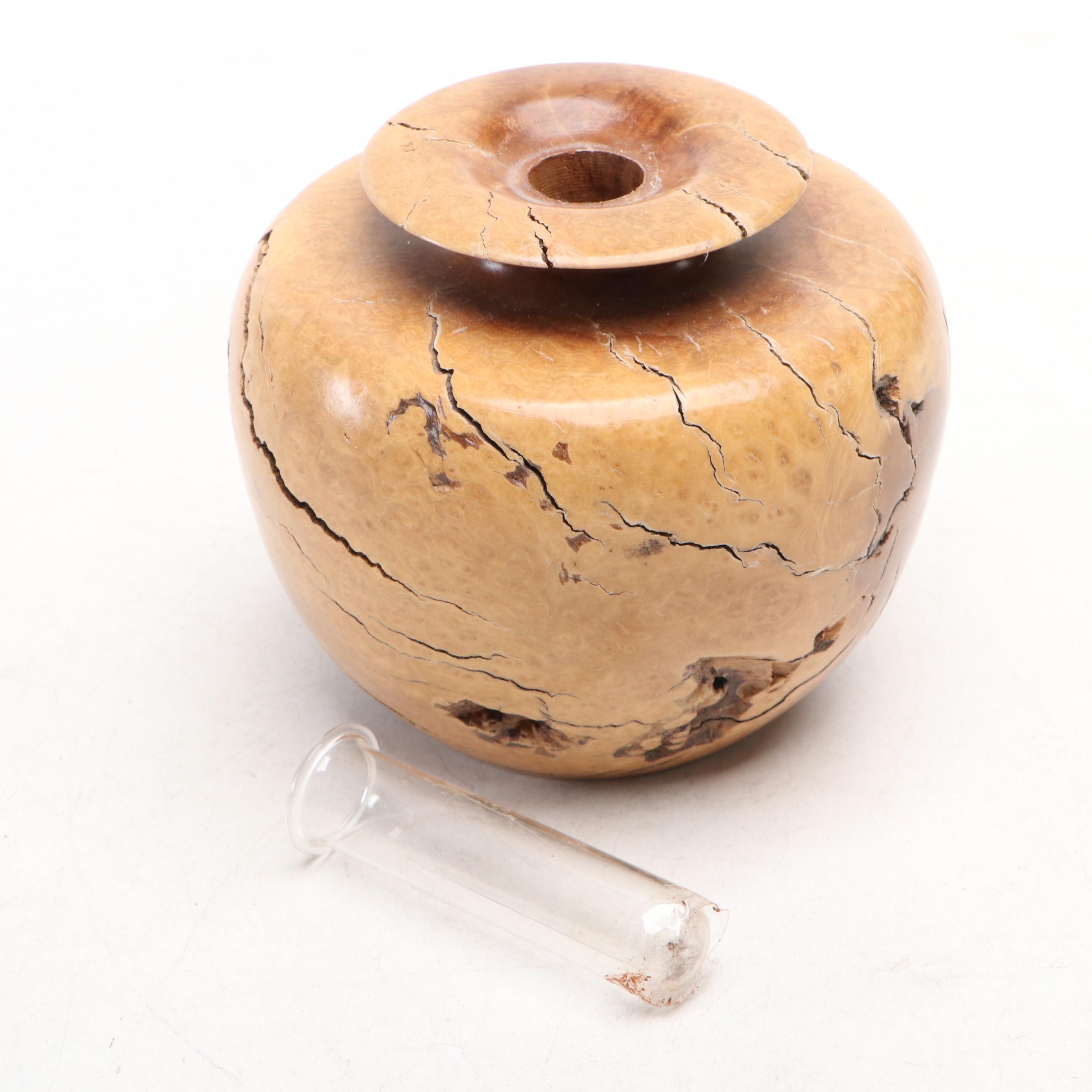 Lowell Sibole Emerging Mouse Wood Carving with Turned Burl Wood Vase