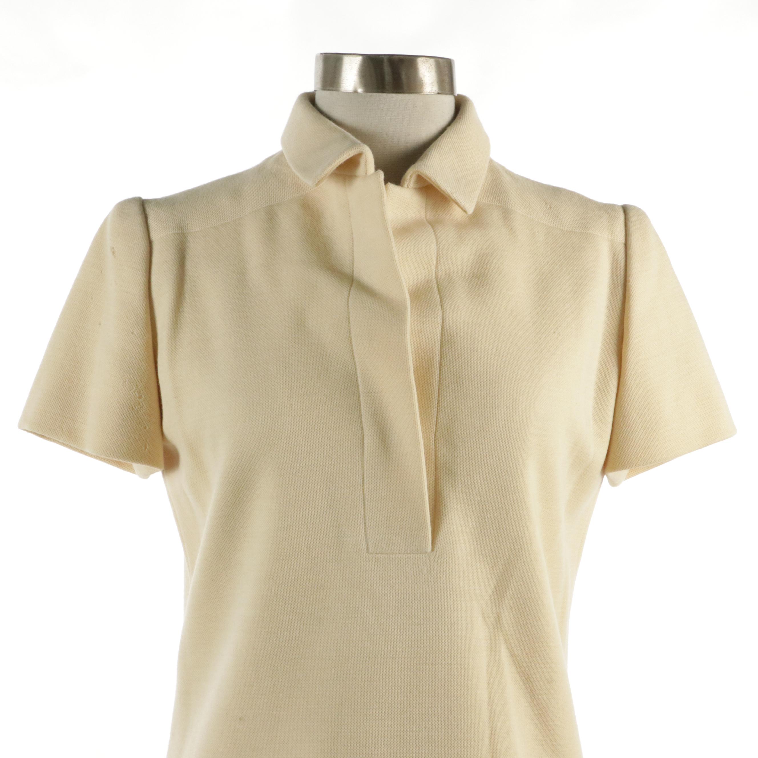 Givenchy Vintage High-Waist Short Sleeve Pant Suit in Buttercream Knit Wool