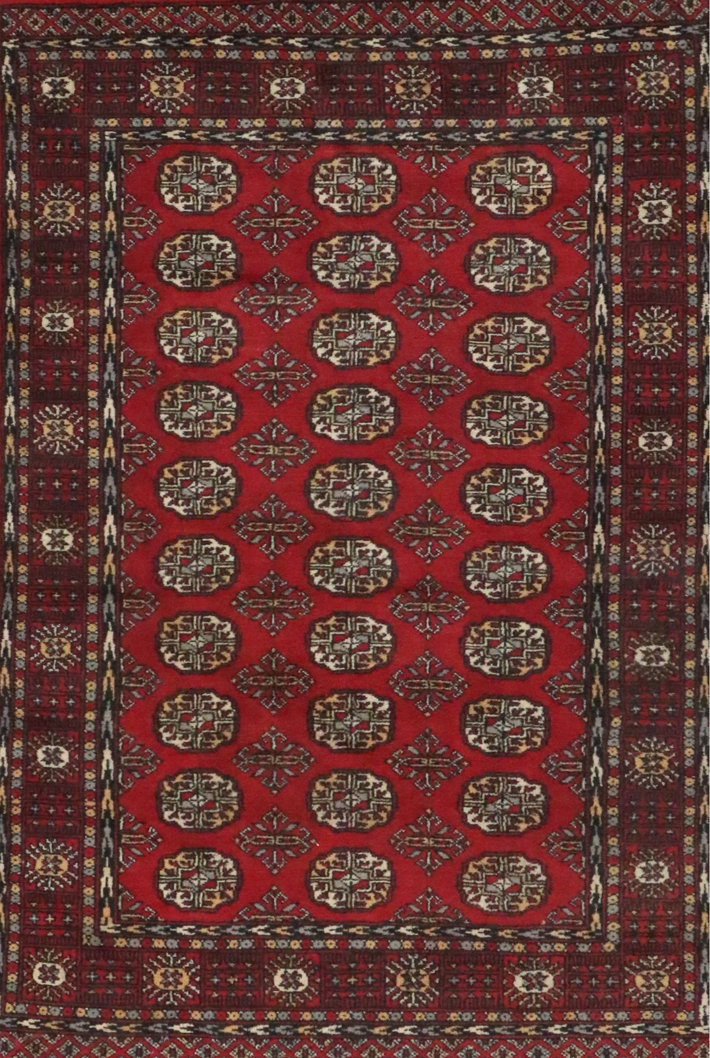 4'1 x 6'5 Hand-Knotted Pakistani Bokhara Area Rug