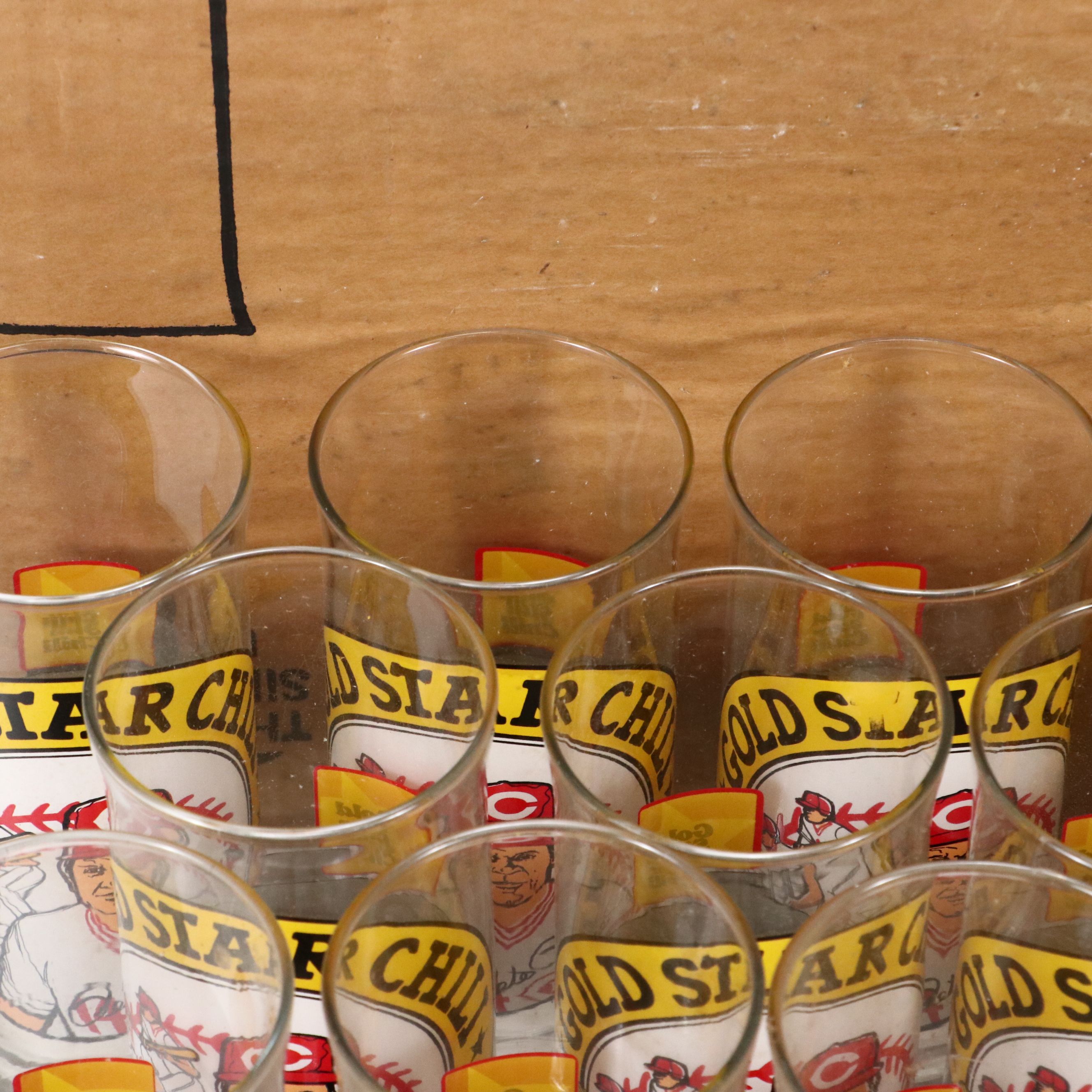 Libbey Glass Gold Star Chili Cincinnati Reds Pete Rose Commemorative Tumblers