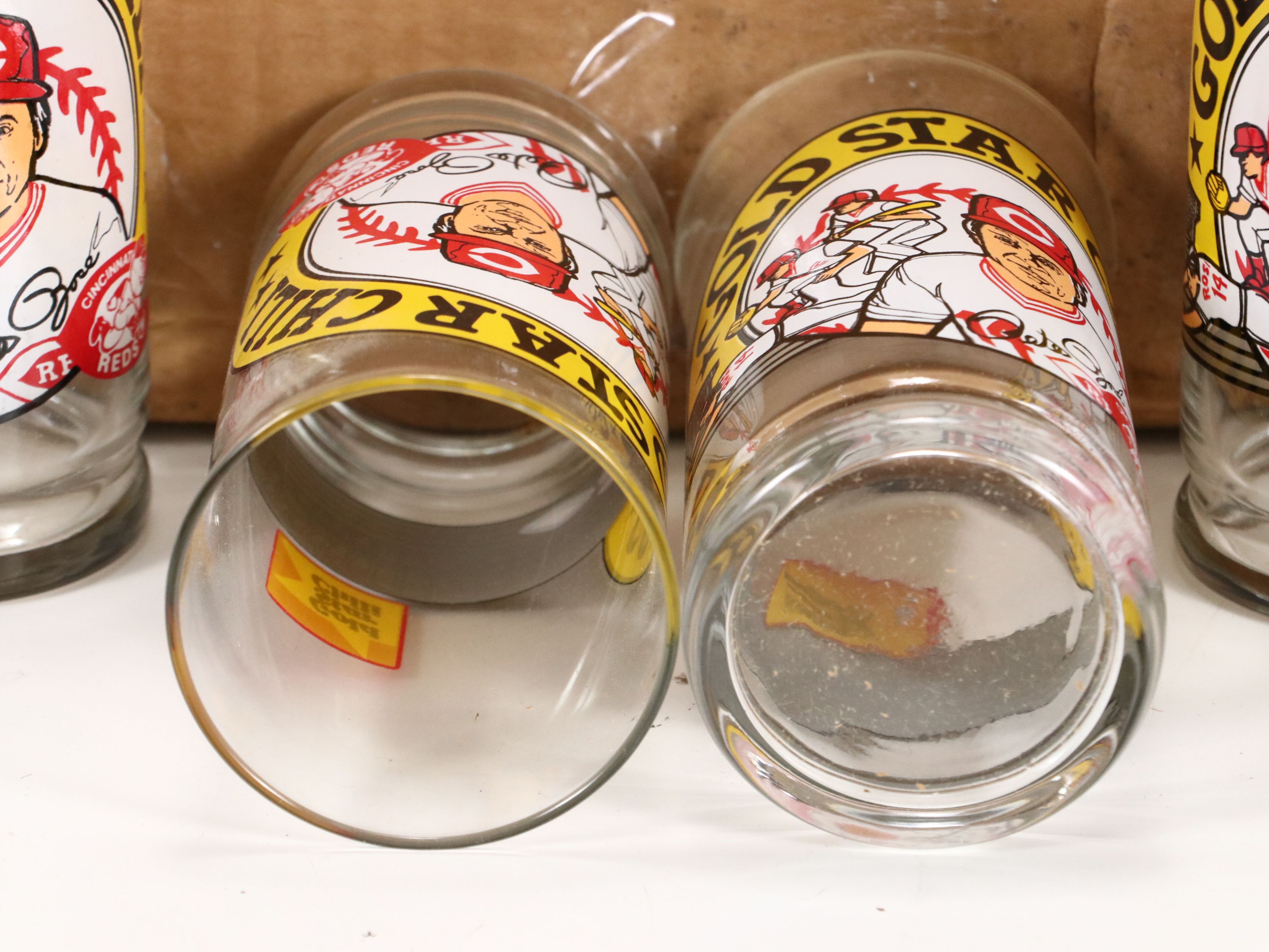 Libbey Glass Gold Star Chili Cincinnati Reds Pete Rose Commemorative Tumblers