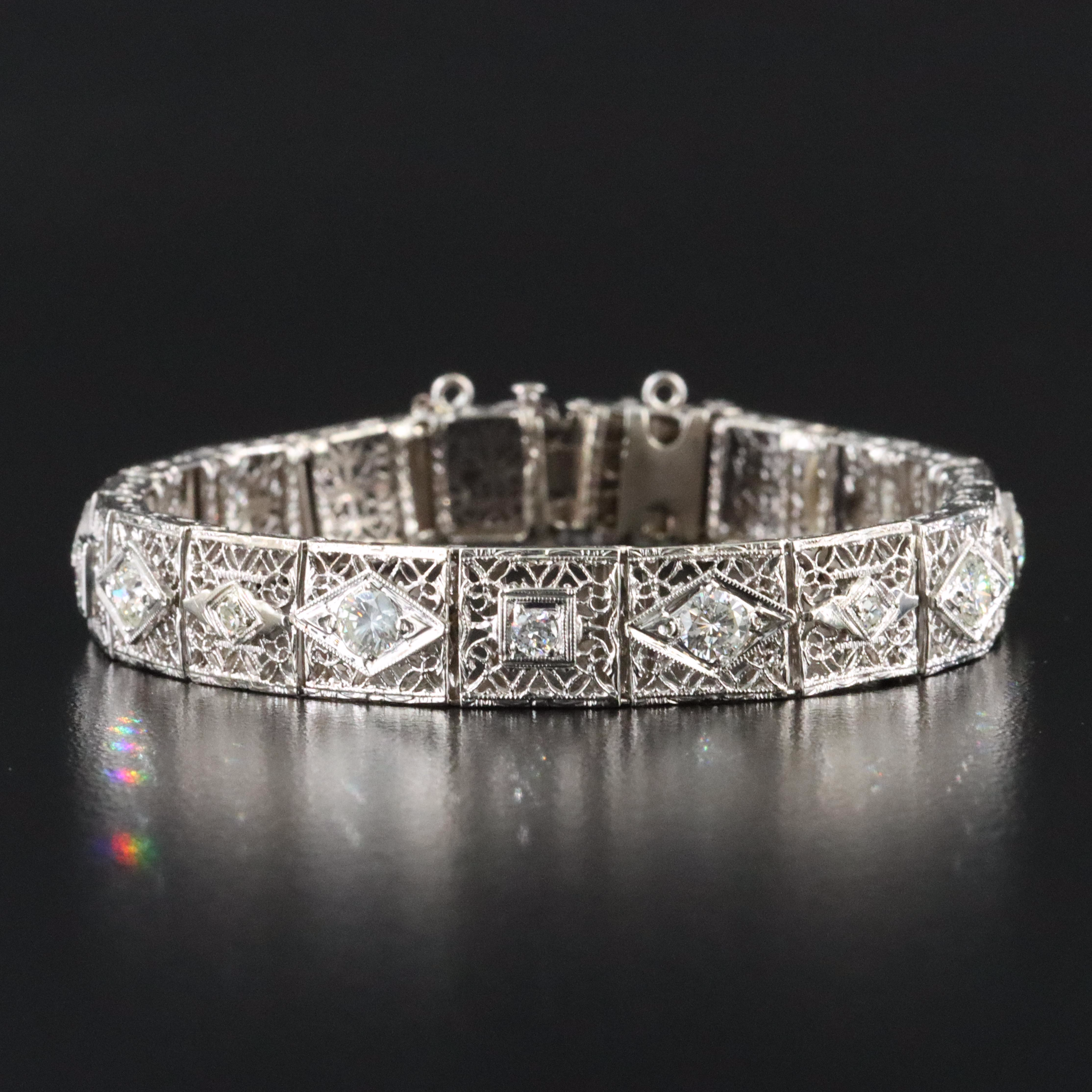 Art Deco 14K 2.43 CTW Diamond Line Bracelet