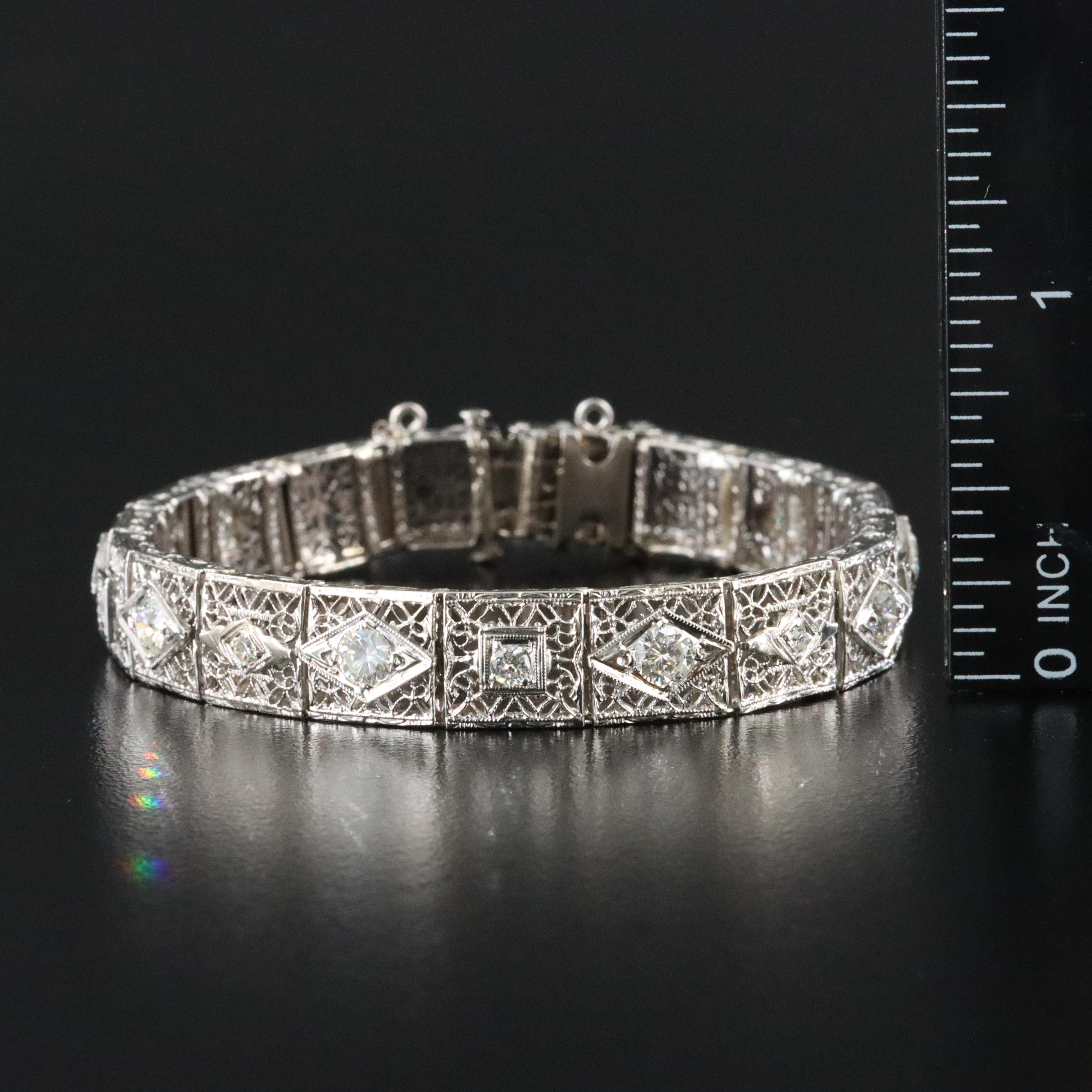 Art Deco 14K 2.43 CTW Diamond Line Bracelet