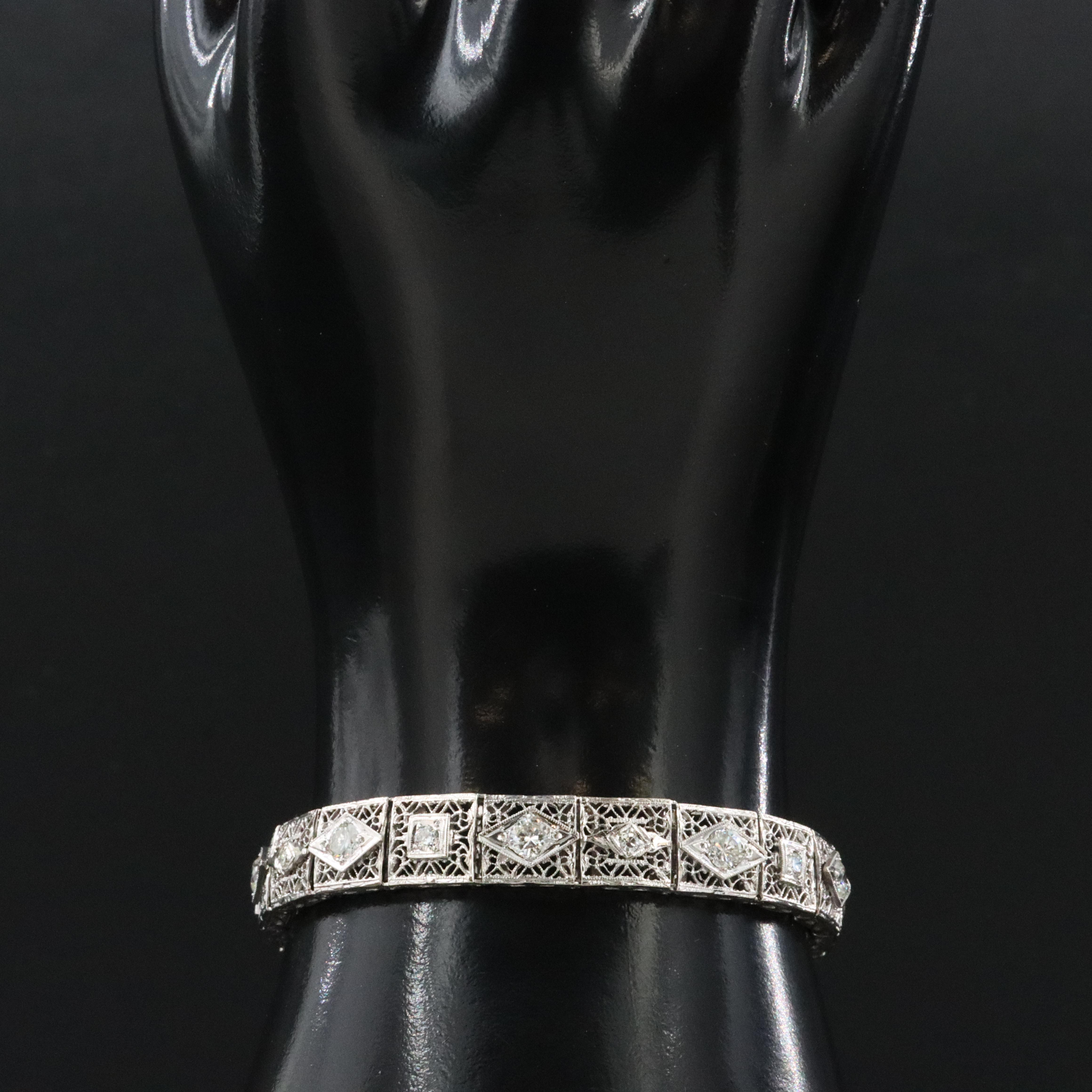 Art Deco 14K 2.43 CTW Diamond Line Bracelet