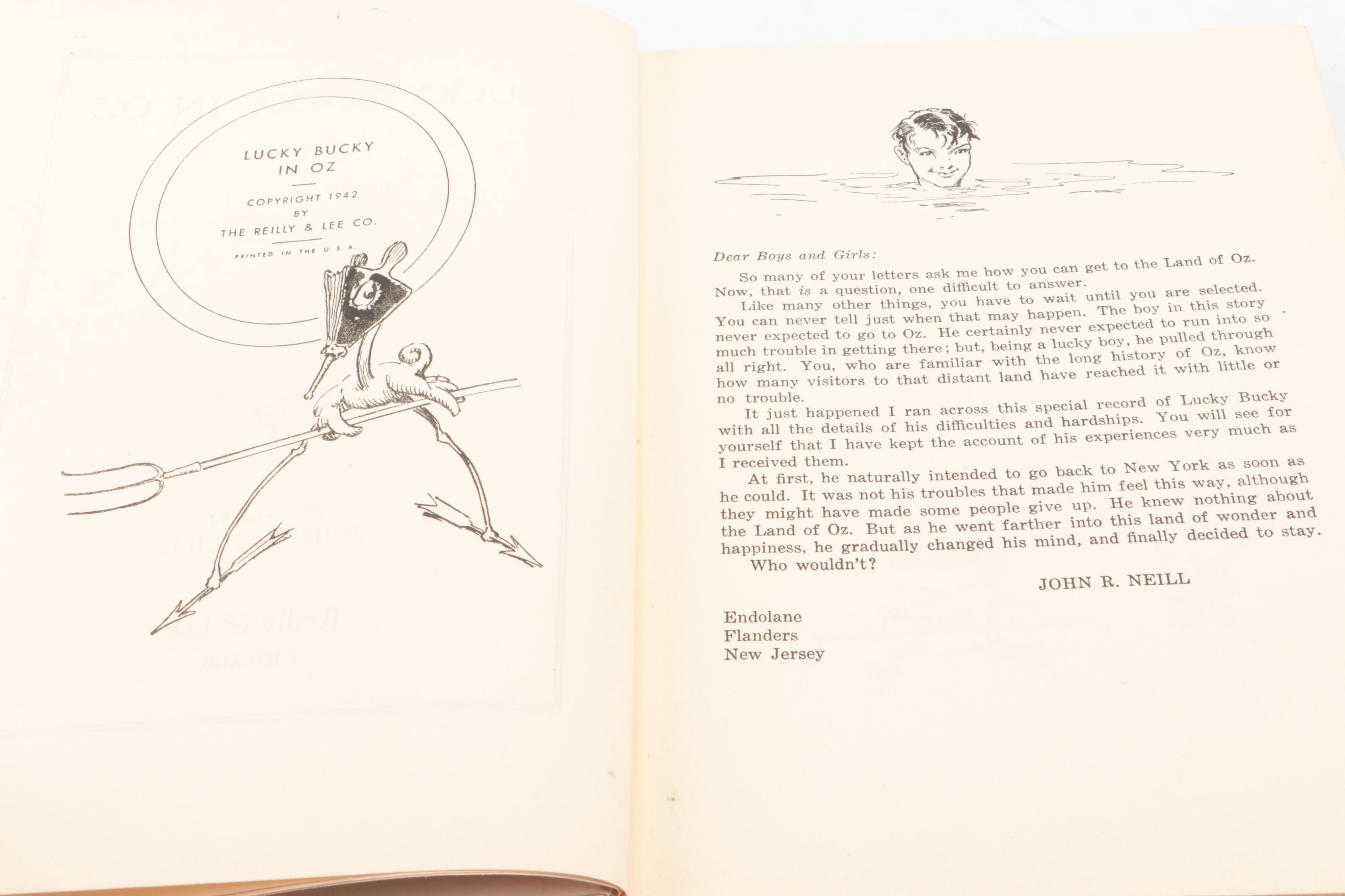 John R. Neill Illustrated "Lucky Bucky in Oz" by John R. Neill, circa 1946