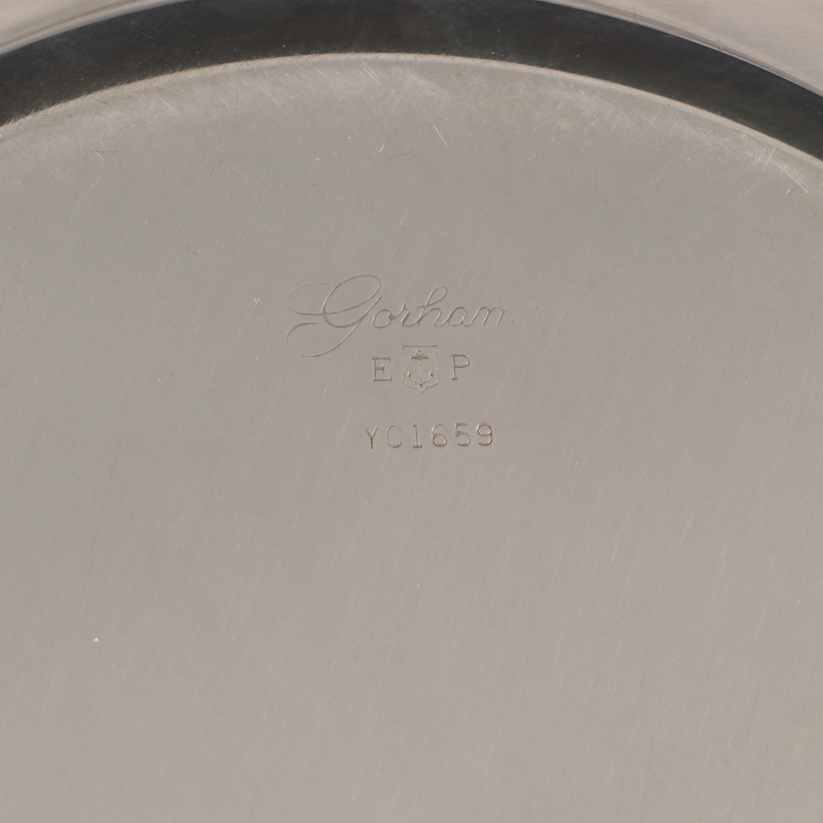 Gorham Silver "Hispana" Silver Plate Tray with Salad Set and Candle Snuffer