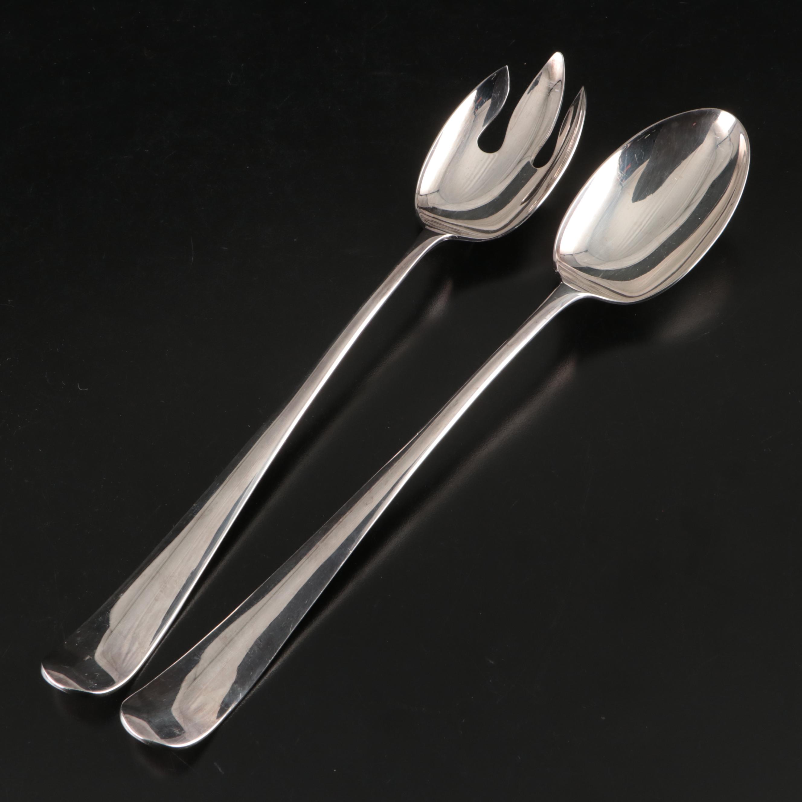 Gorham Silver "Hispana" Silver Plate Tray with Salad Set and Candle Snuffer