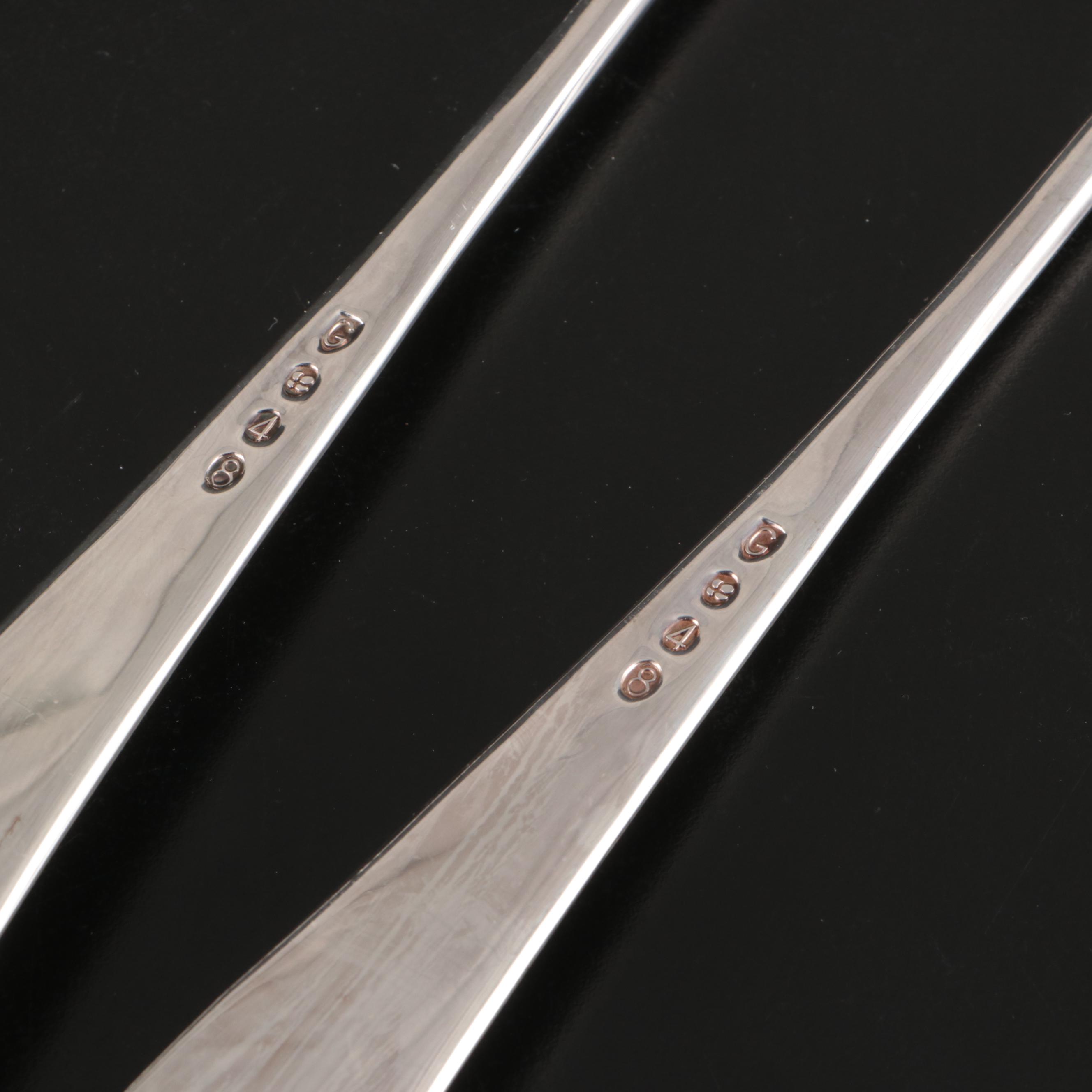 Gorham Silver "Hispana" Silver Plate Tray with Salad Set and Candle Snuffer